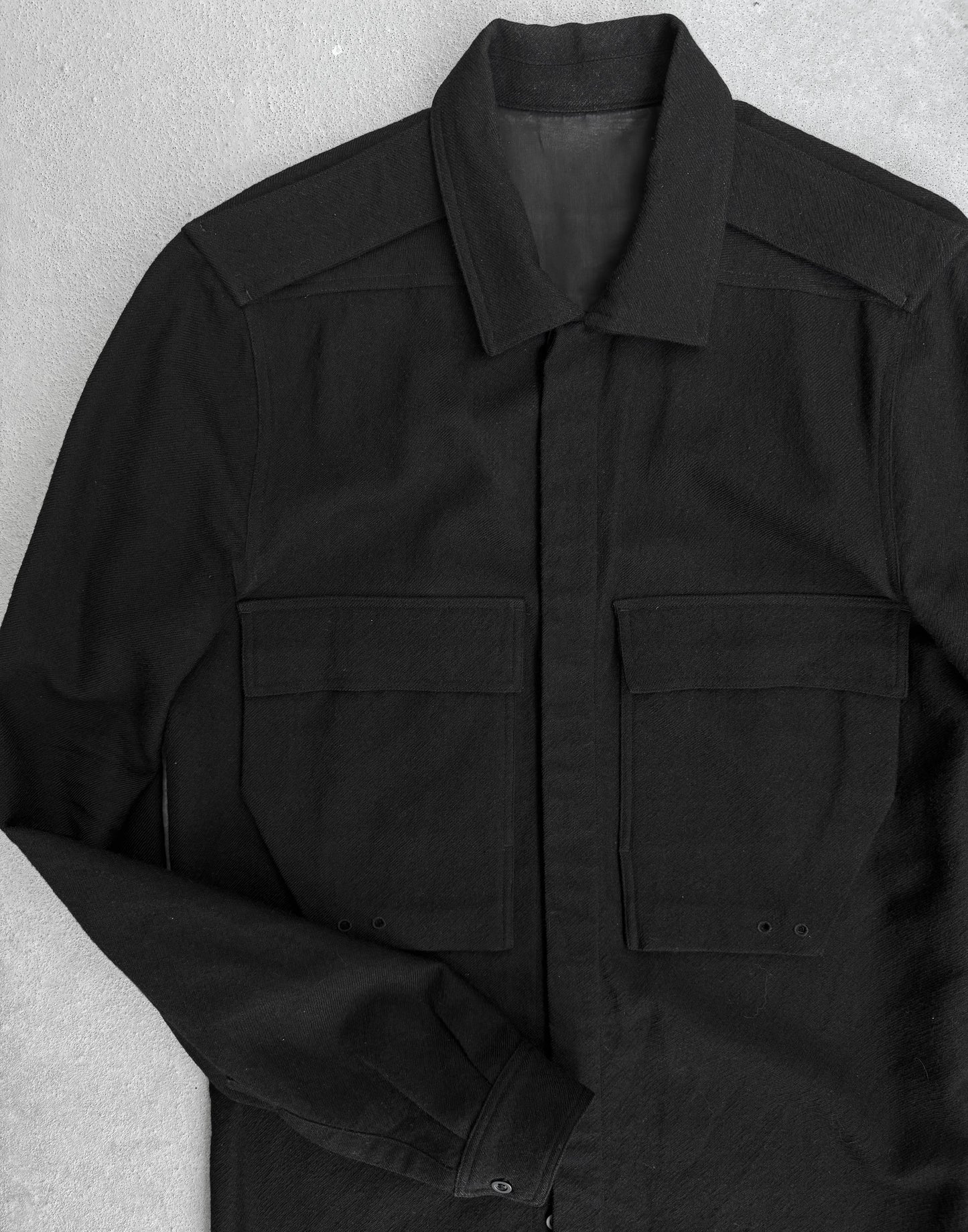 Rick Owens AW16 "MASTODON" Wool Military Field Long Shirt