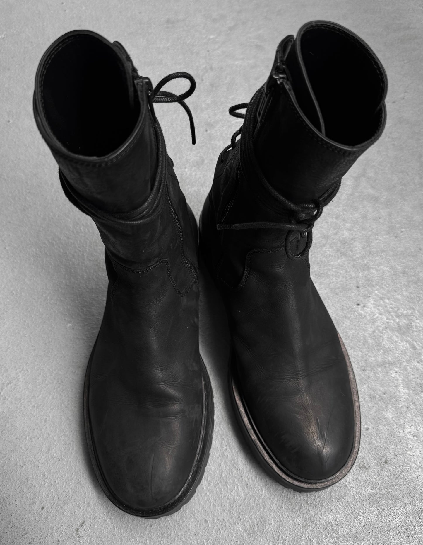 Ann Demeulemeester AW19 ‘Louisse’ Backlace Nubuck Leather Boots