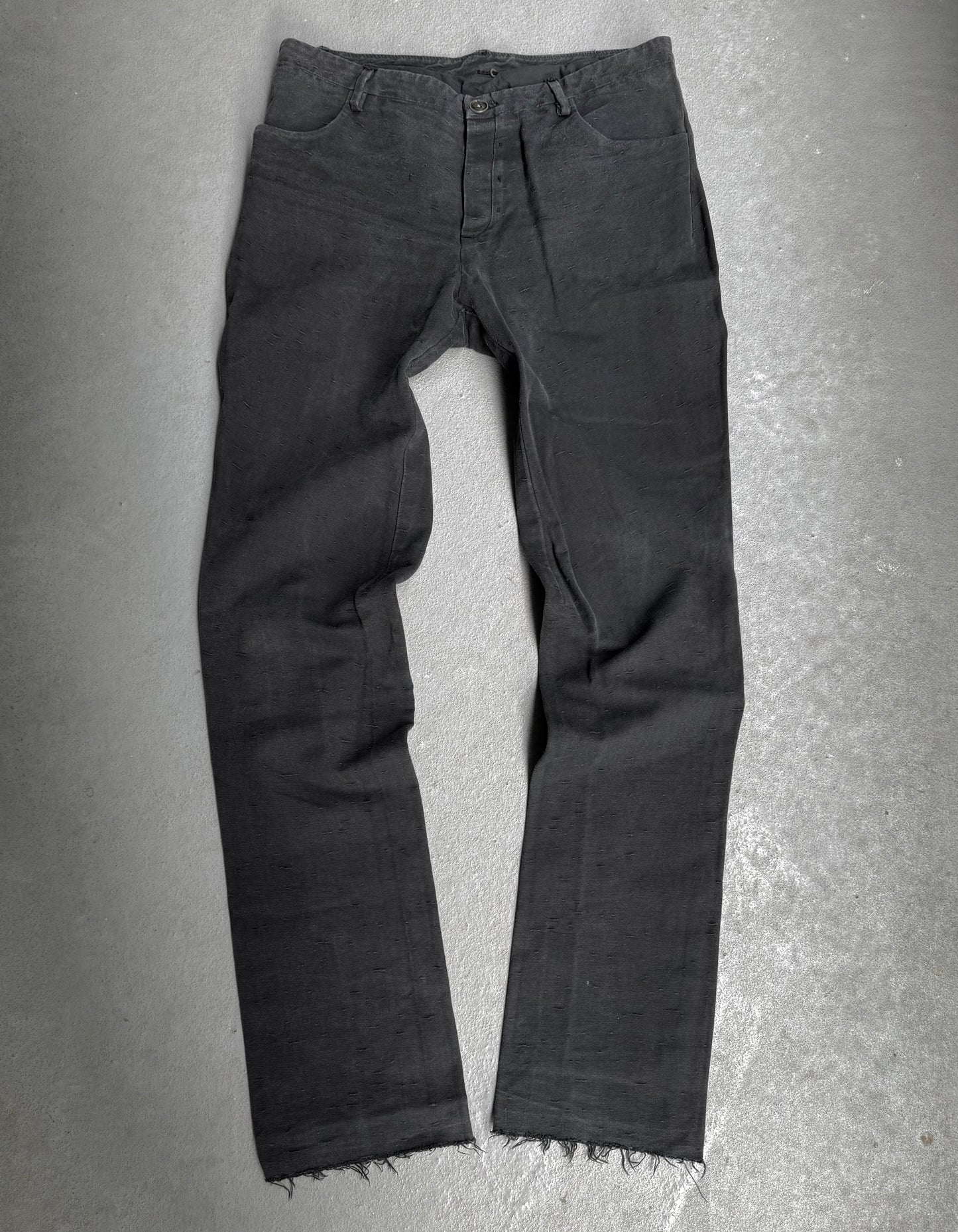 Label Under Construction Charcoal Grey Frayed Hem Trousers