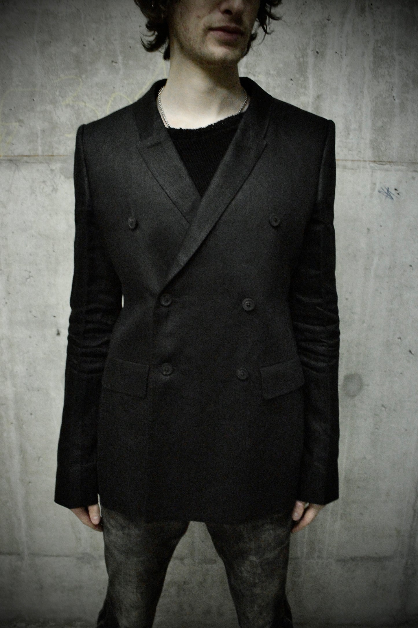 Rick Owens SS25 "HOLLYWOOD" Double Breasted ‘JMF’ Linen Twill Blazer