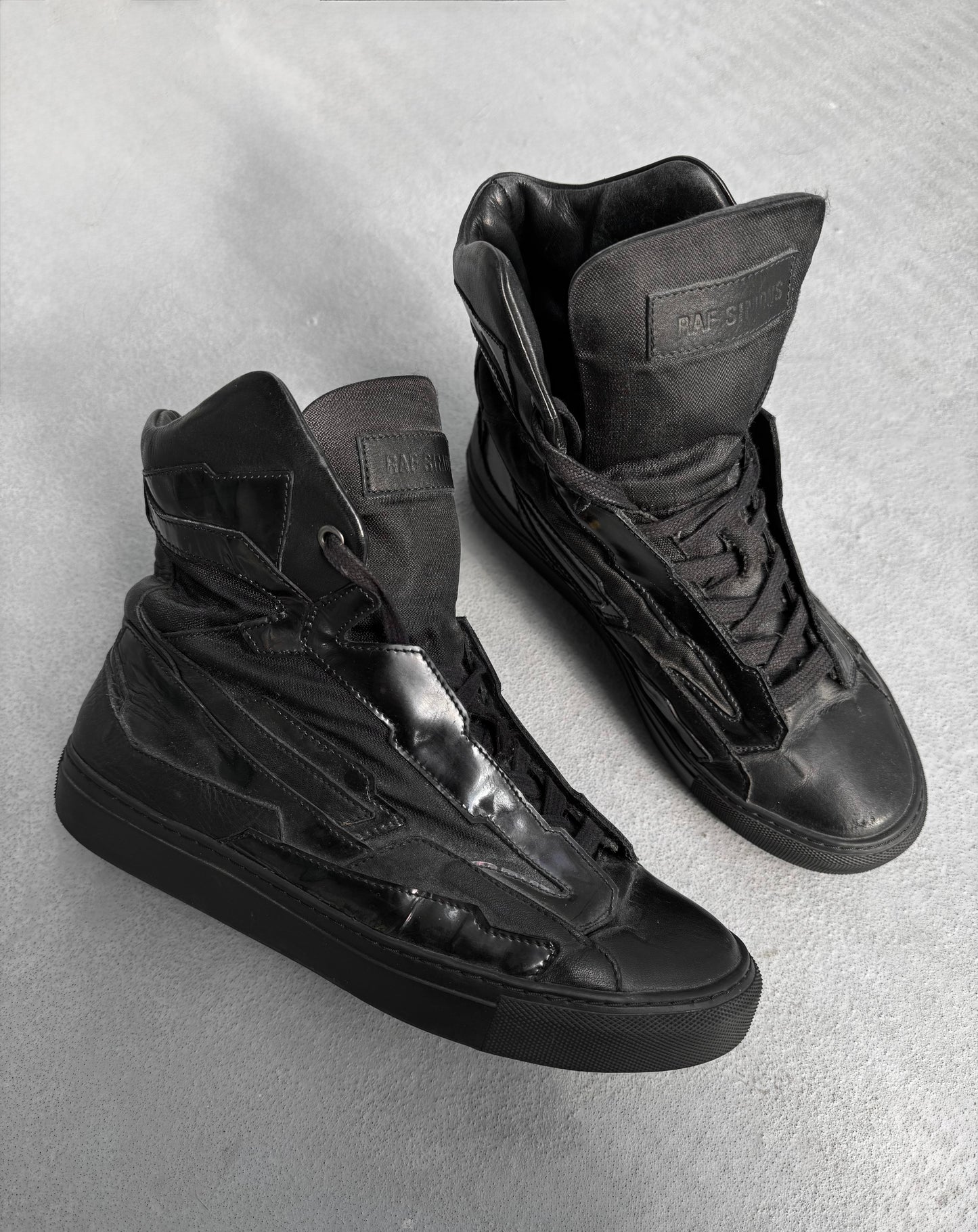 RAF SIMONS SS13 Black Holographic High-top Sneakers