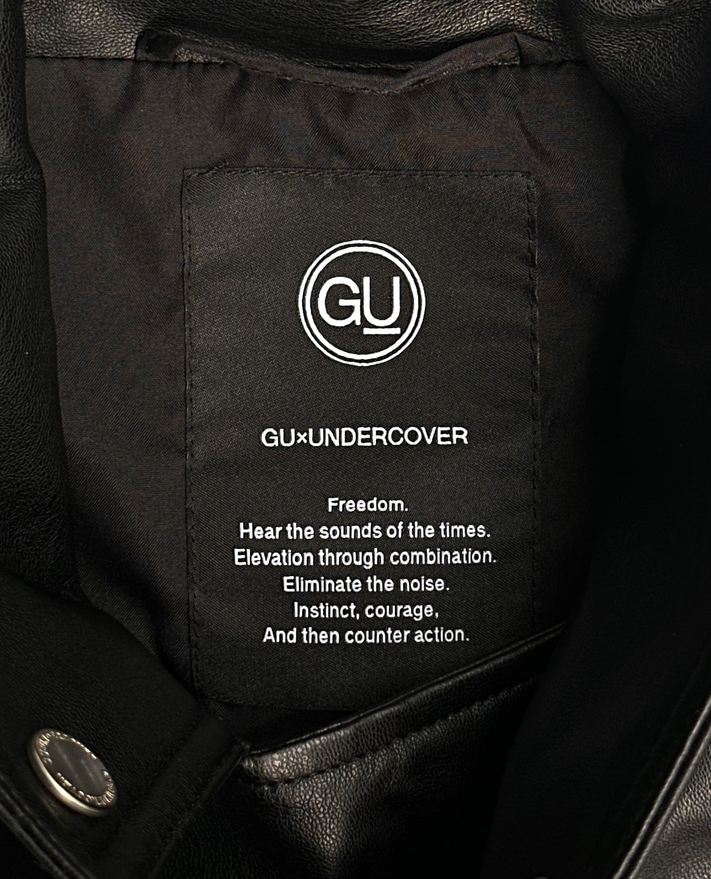 GU x UNDERCOVER AW21 “Eliminate the Noise” Double Rider Leather Jacket