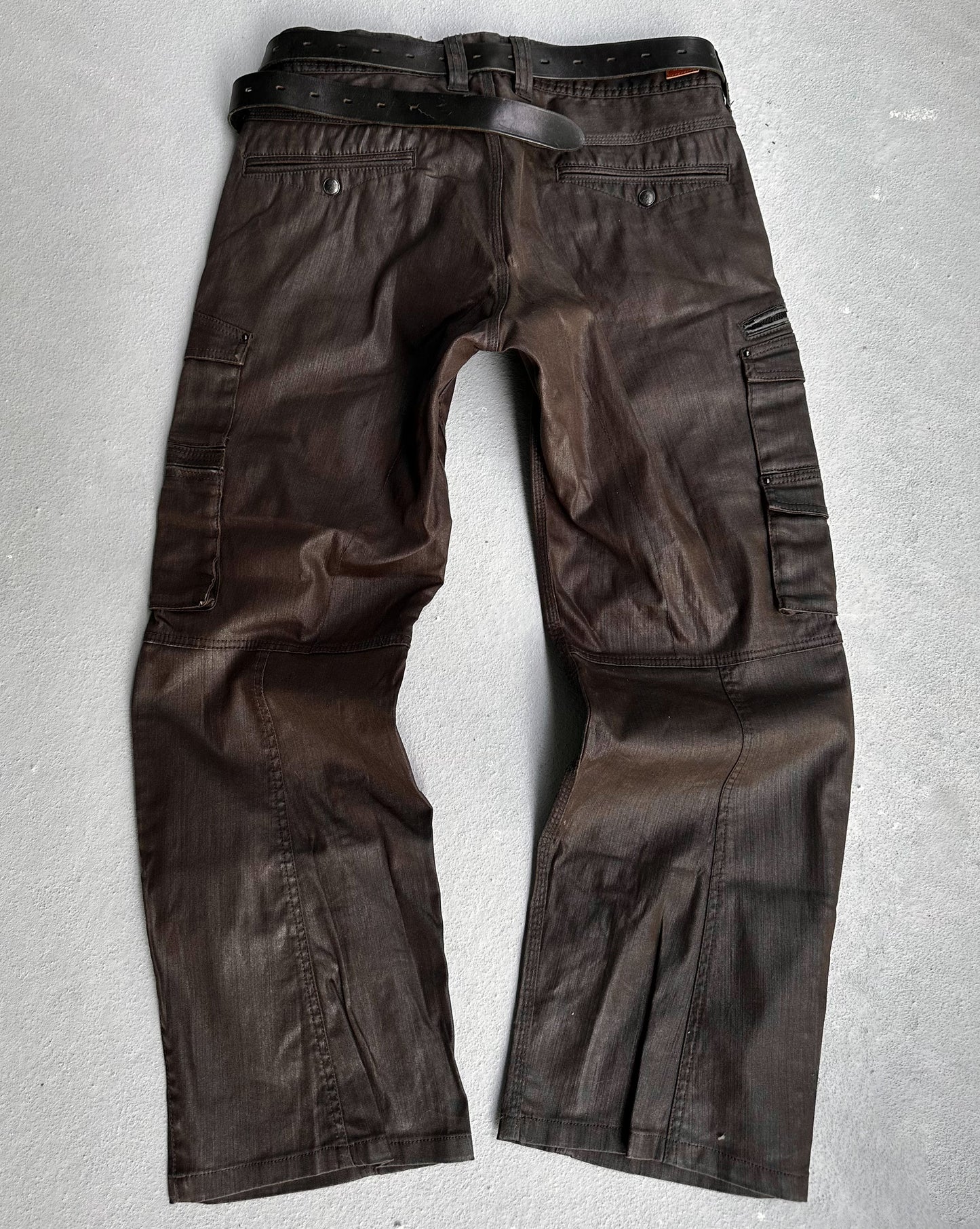 Nicole Club for Men Early 00s Waxed Bootcut Cargo Pants