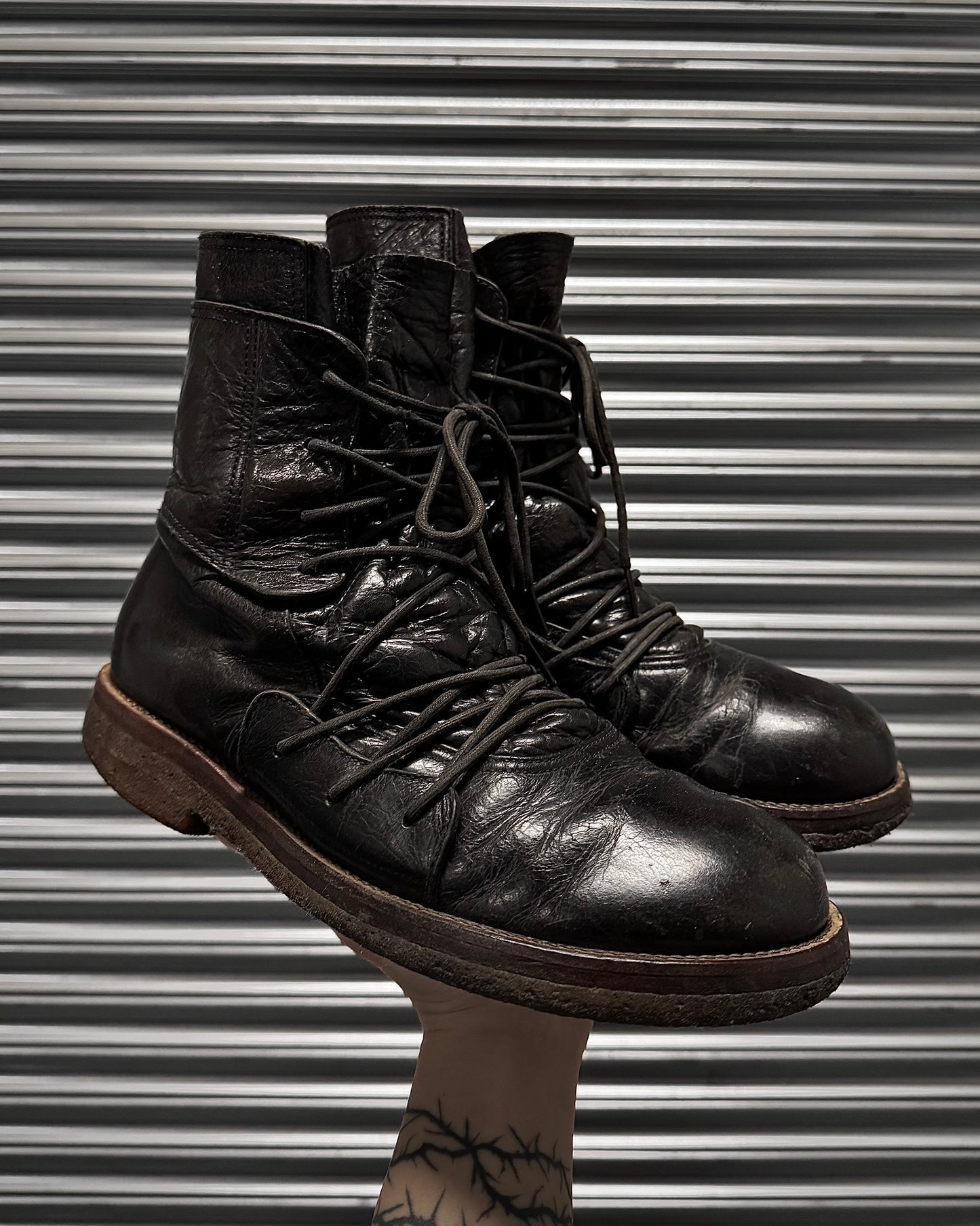 MiharaYasuhiro Early 00s Multi-laced Crepe Sole Boots