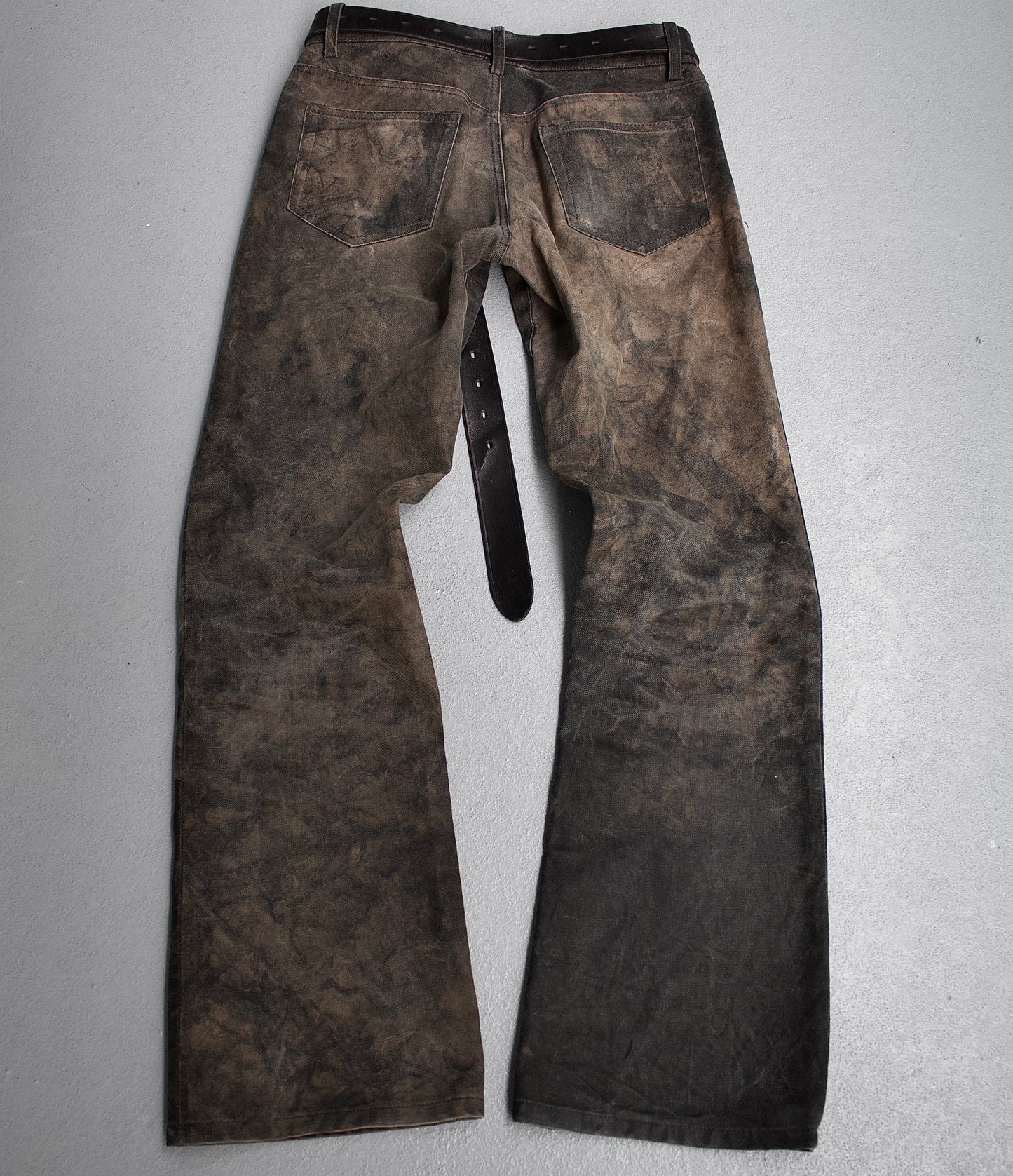 5351 Pour Les Hommes Early 00s Stone-Wash Waxed Flare Denim