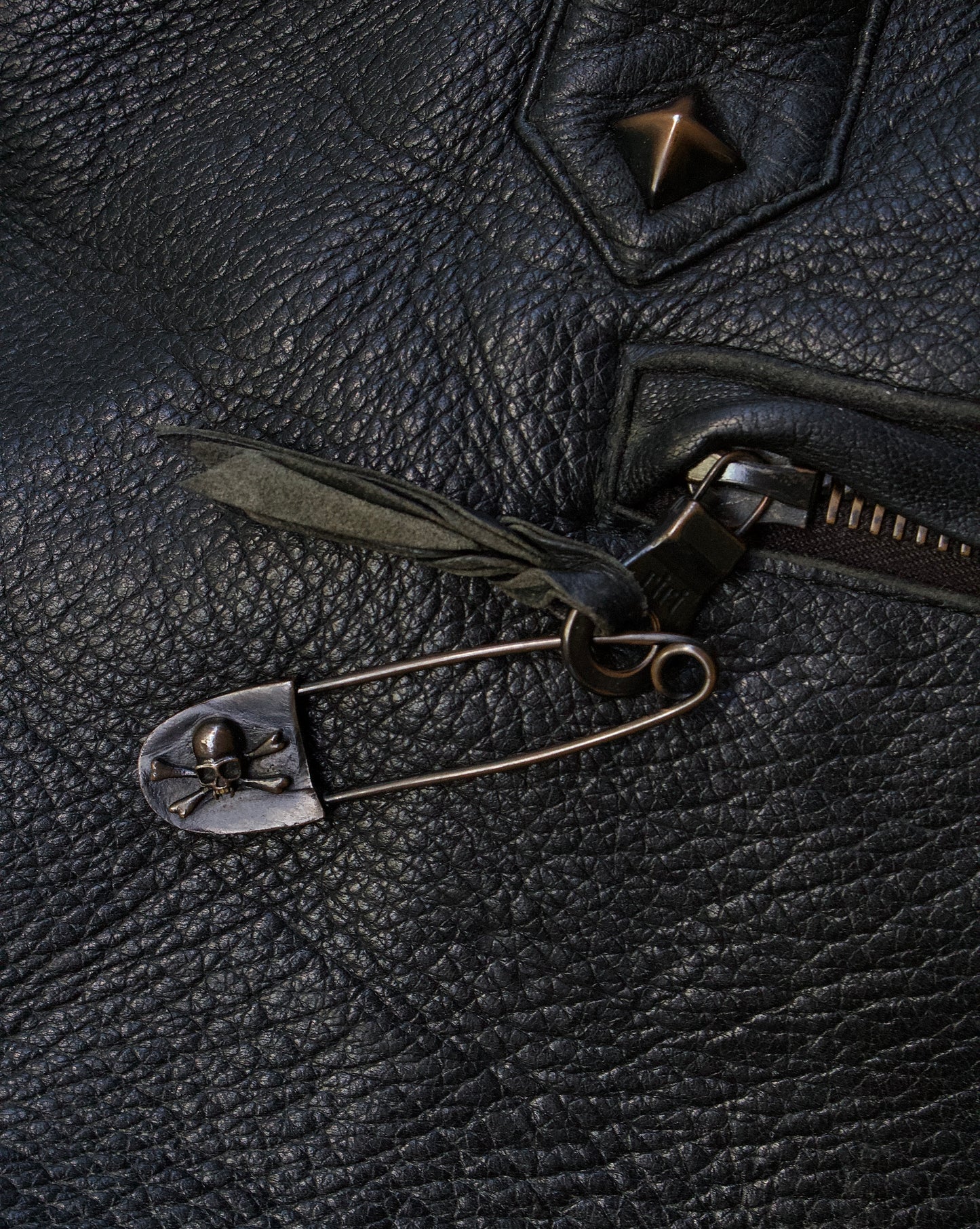 roen by Hiromu Takahara Early 00s Skull Studded Leather Bag