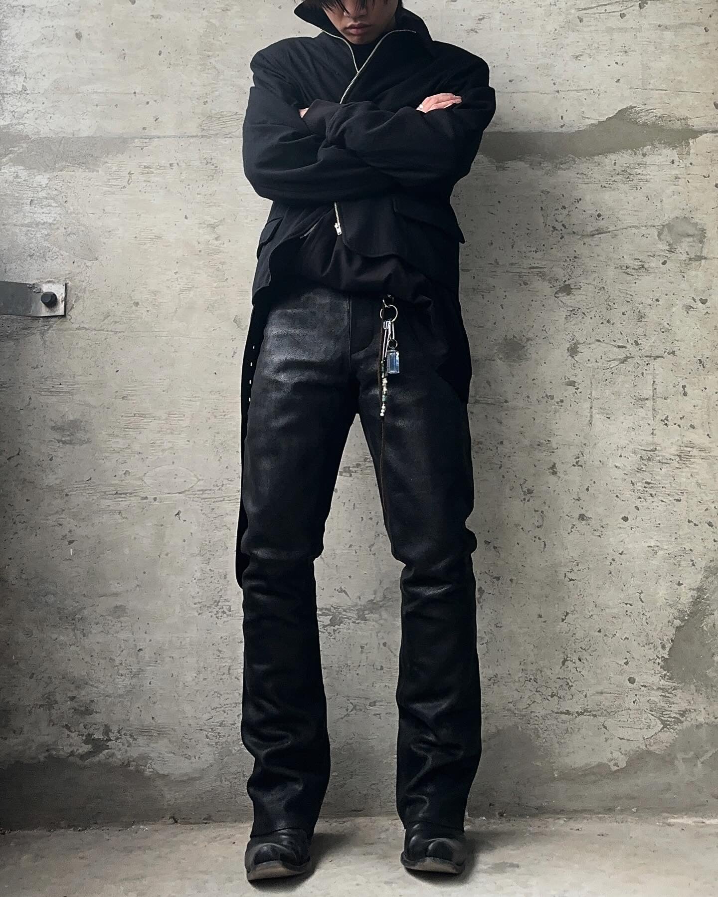 RipVanWinkle 00s Cracked Steerhide Leather Bootcut Pants