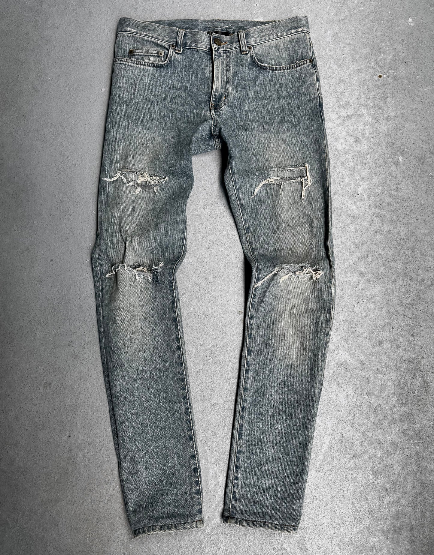 Saint Laurent Paris SS15 Blue ‘D02’ Distressed Crash Denim