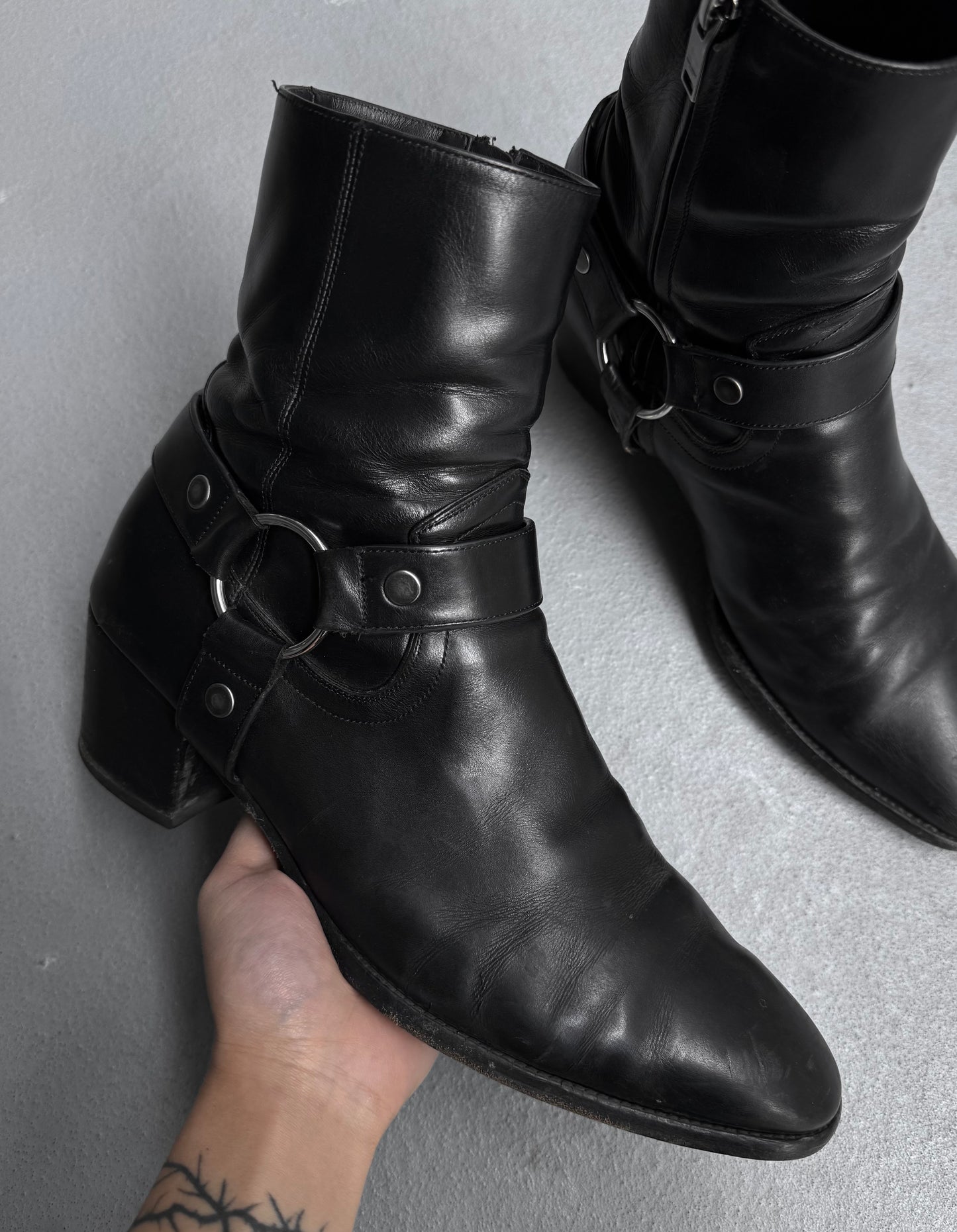 Saint Laurent Paris SS20 Black Leather ‘Wyatt’ Buckle Boots