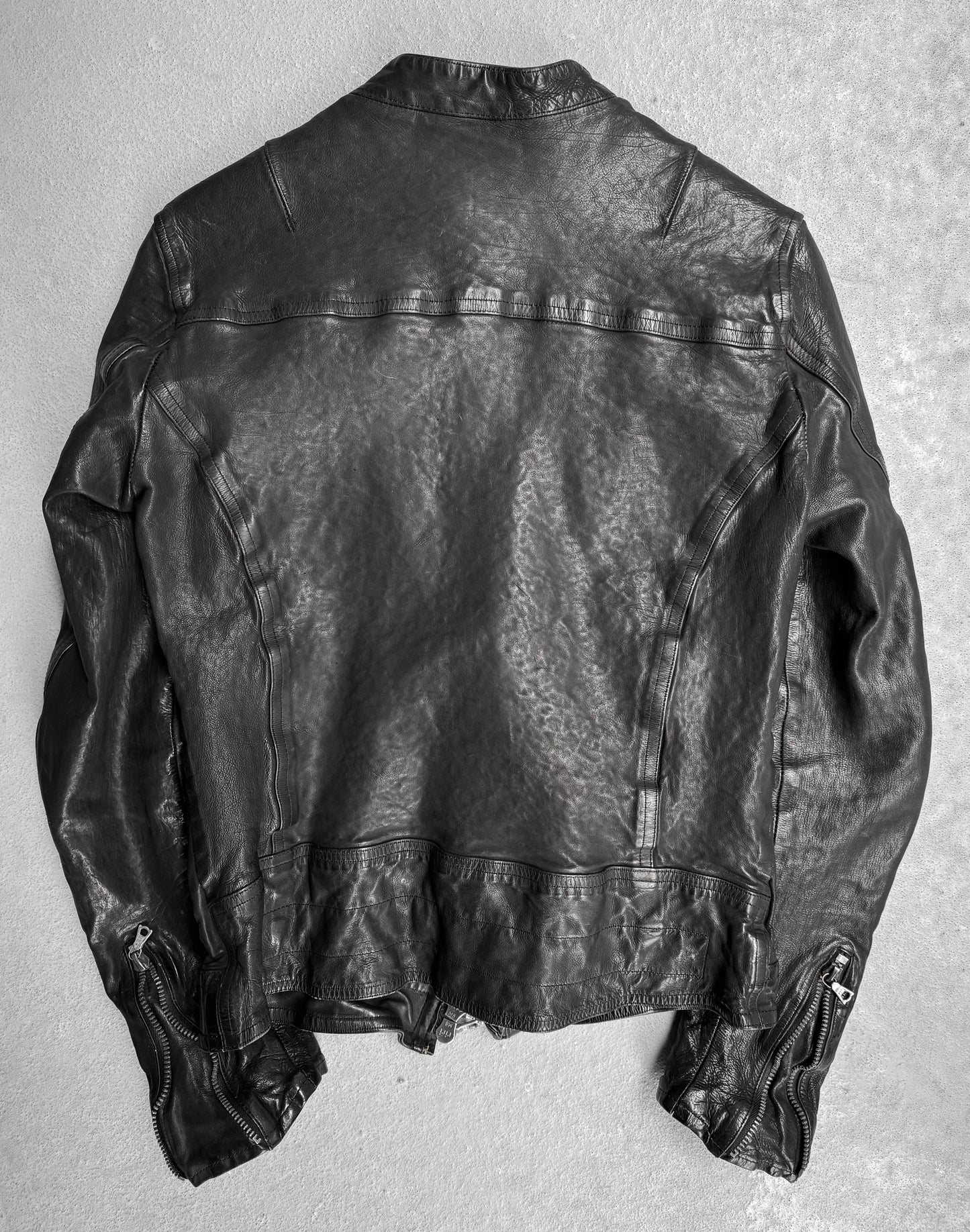 Isamu Katayama “BACKLASH” AW12 Distressed Calfskin Leather Rider Jacket