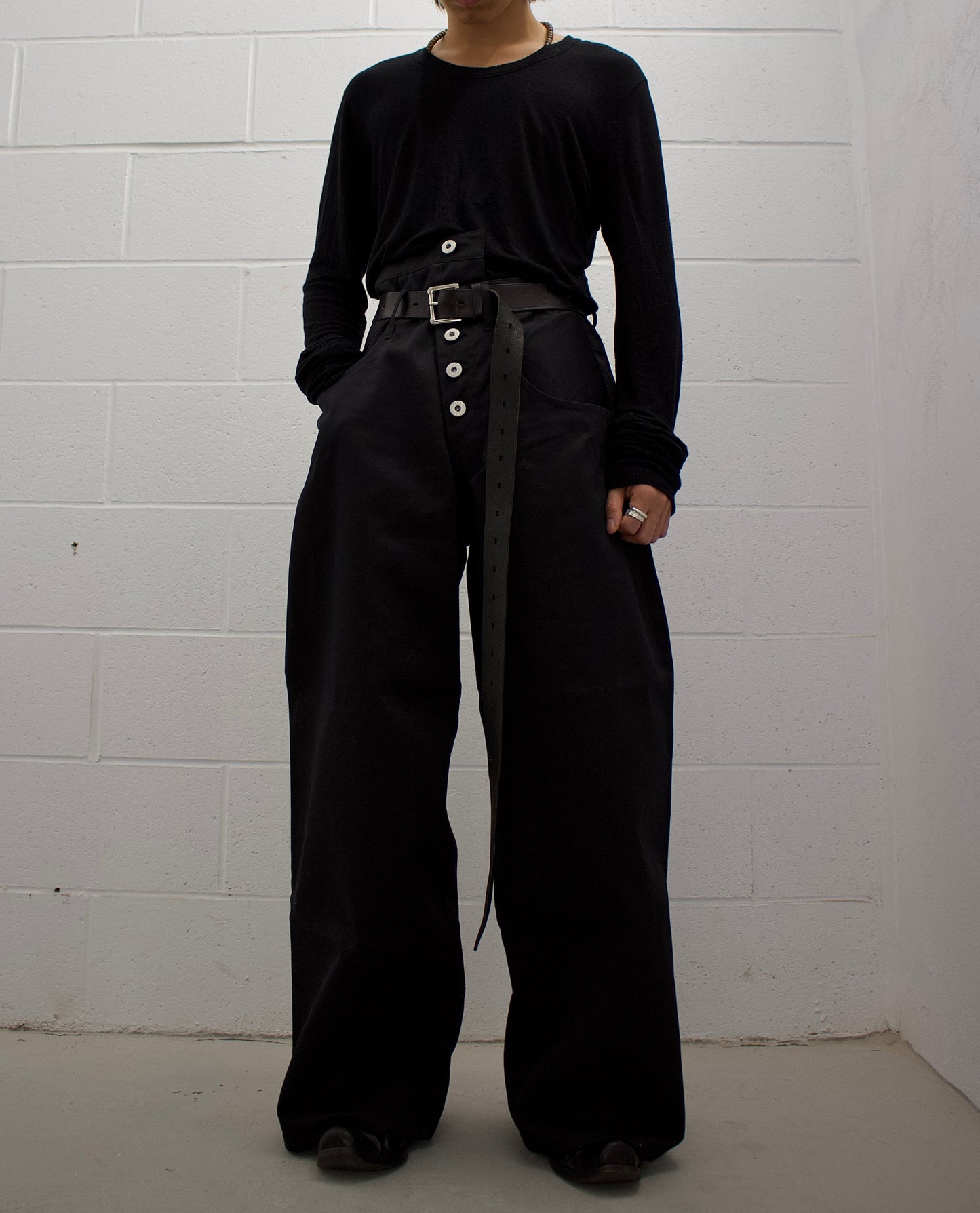 LIMI feu x DICKIES SS21 Asymmetrical Wide Leg Work Pants