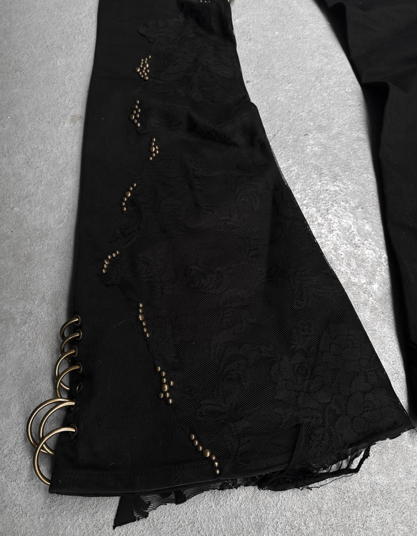 0paquified Custom Lace Studded Bell-bottom Flare Denim