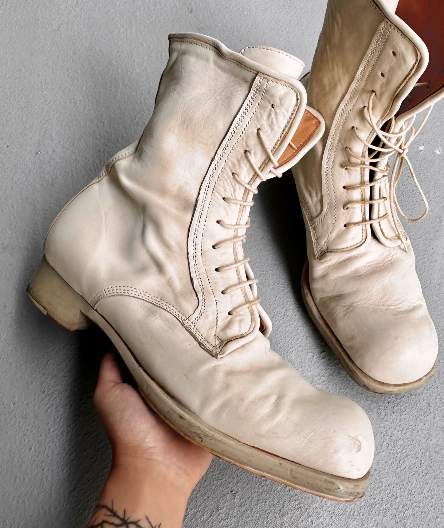 MiharaYasuhiro Early 00s Roasted Cowhide Leather Square-Toe Boots