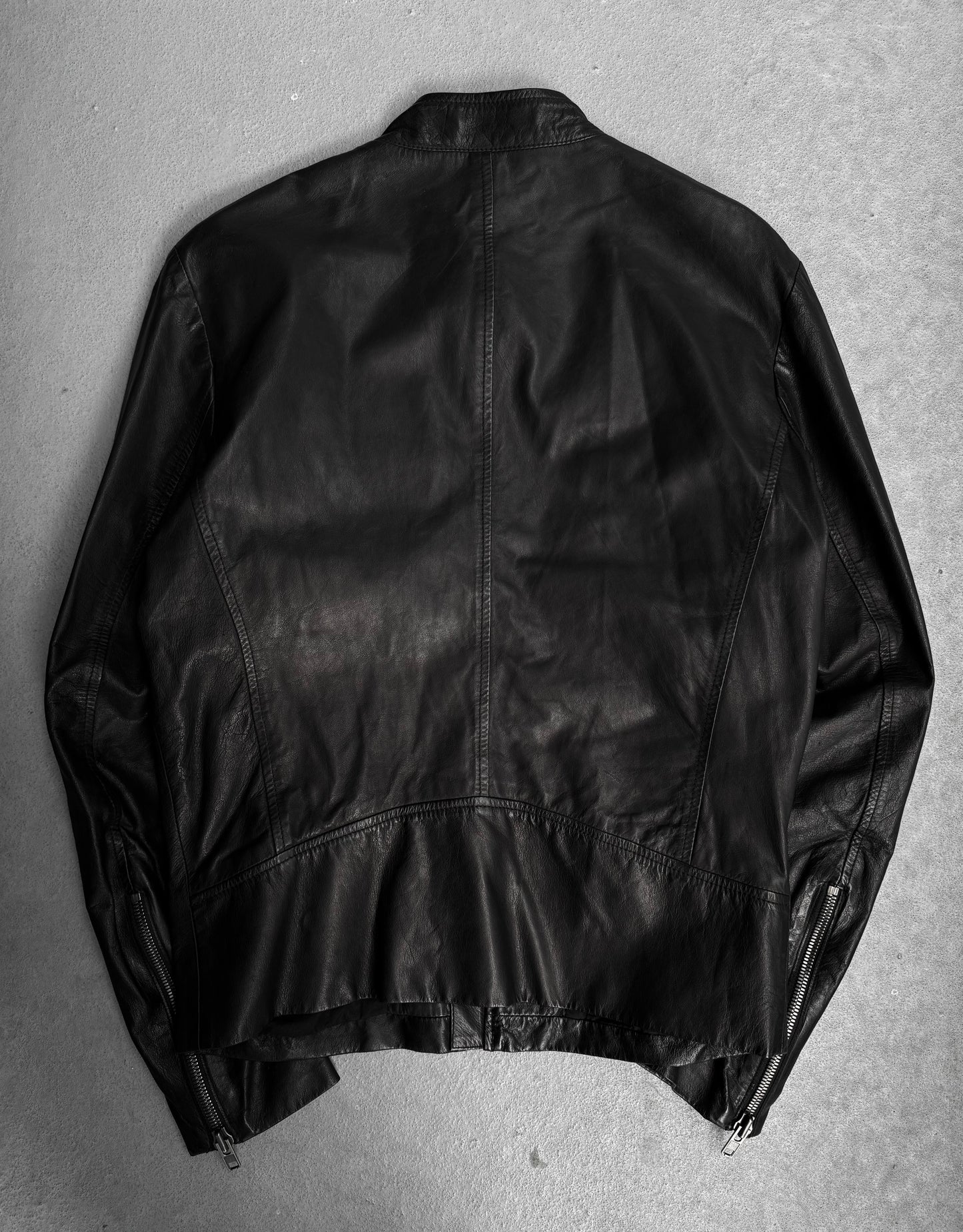 Maison Martin Margiela SS12 Black Kangaroo Leather 5-zip Rider Jacket