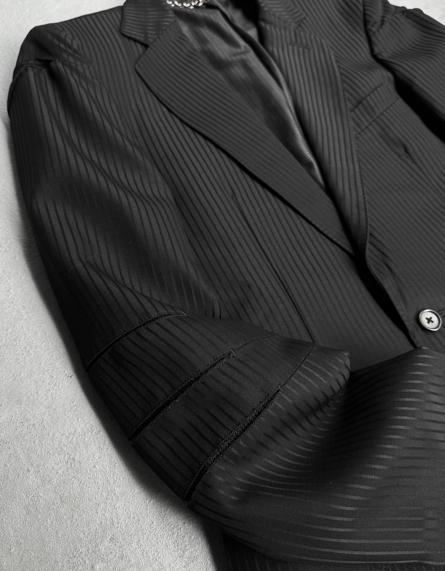 MiharaYasuhiro AW08 Slashed Stripe Wool Button-up Blazer