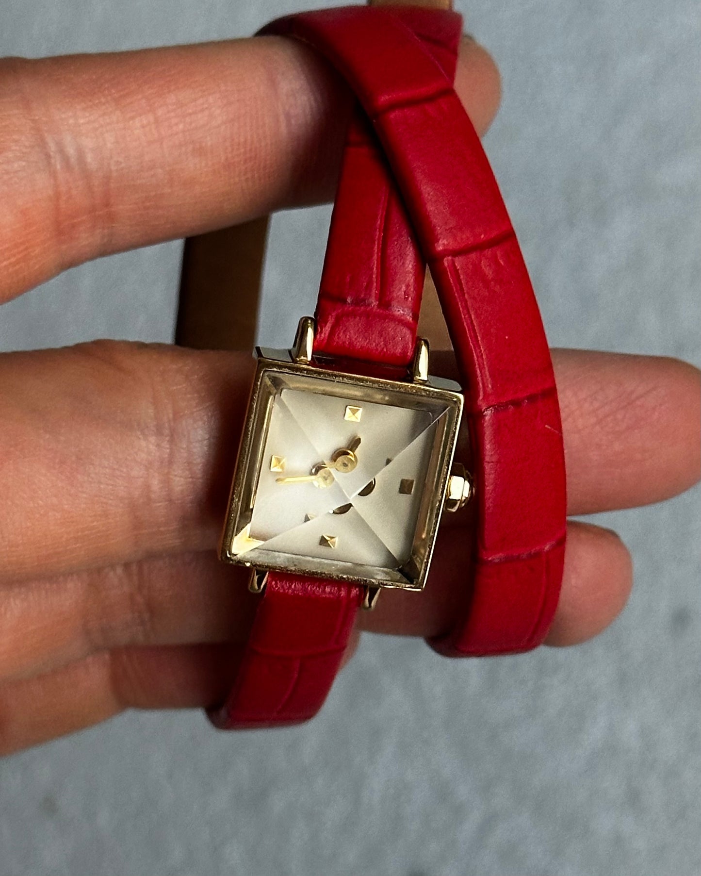 UNDERCOVER SS15 “Fuck the Clock” Red Leather Quartz Bracelet Watch