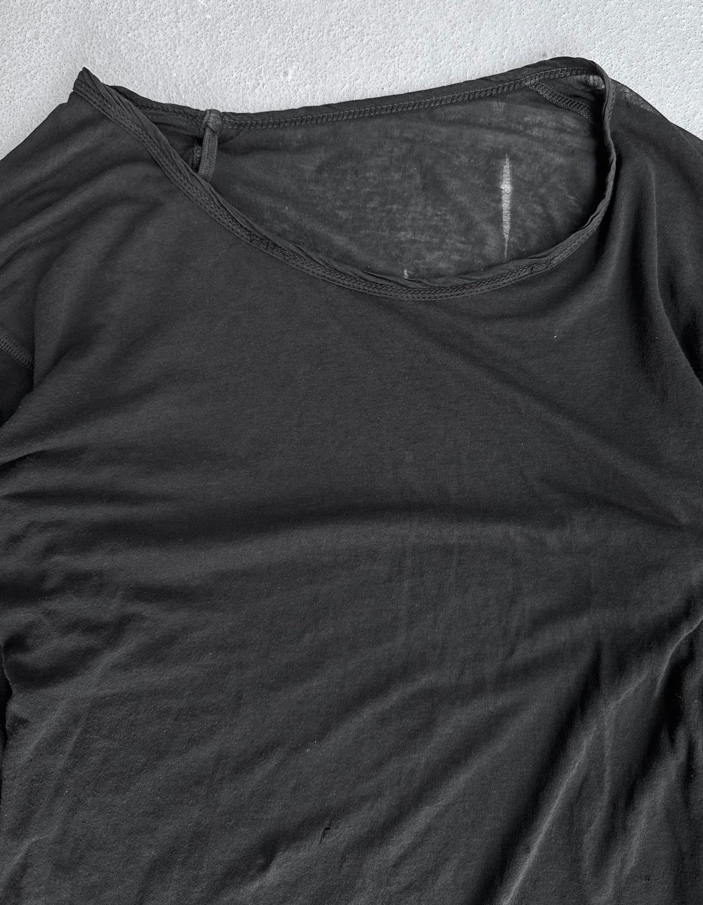Boris Bidjan Saberi SS16 ‘TS1’ Black Object-dyed Asymmetrical Raw Hem T-shirt