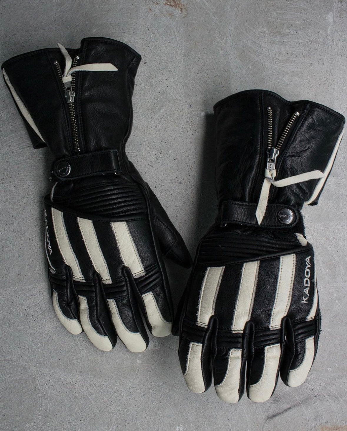 KADOYA Early 00s Stripe Padded Leather Motorcycle Gloves