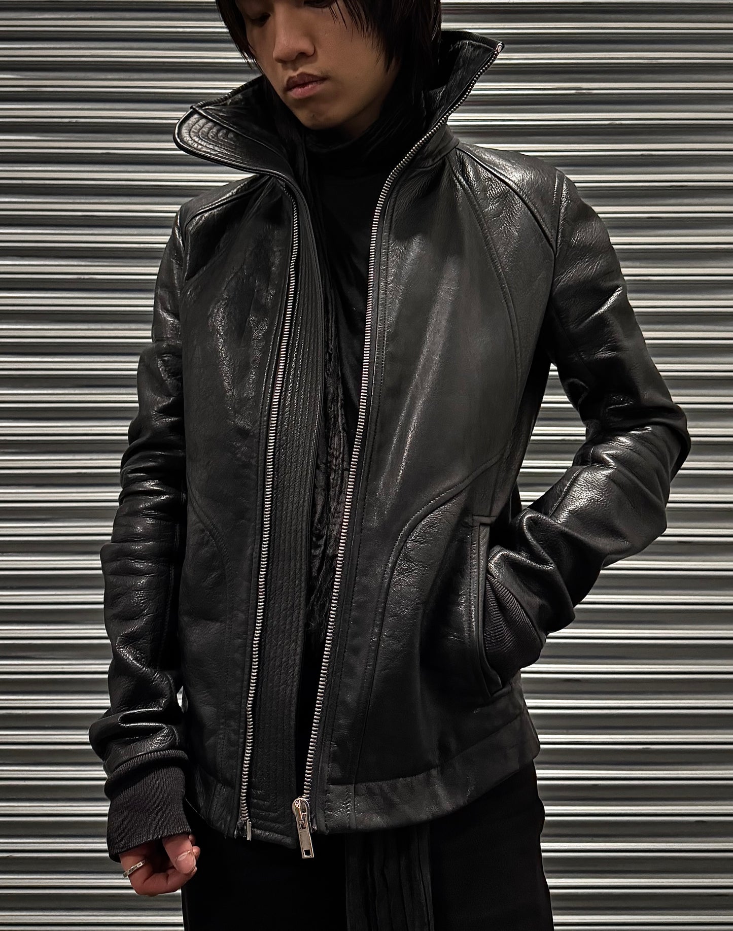 Rick Owens AW11 “LIMO” Oiled Calfskin Leather Intarsia Jacket