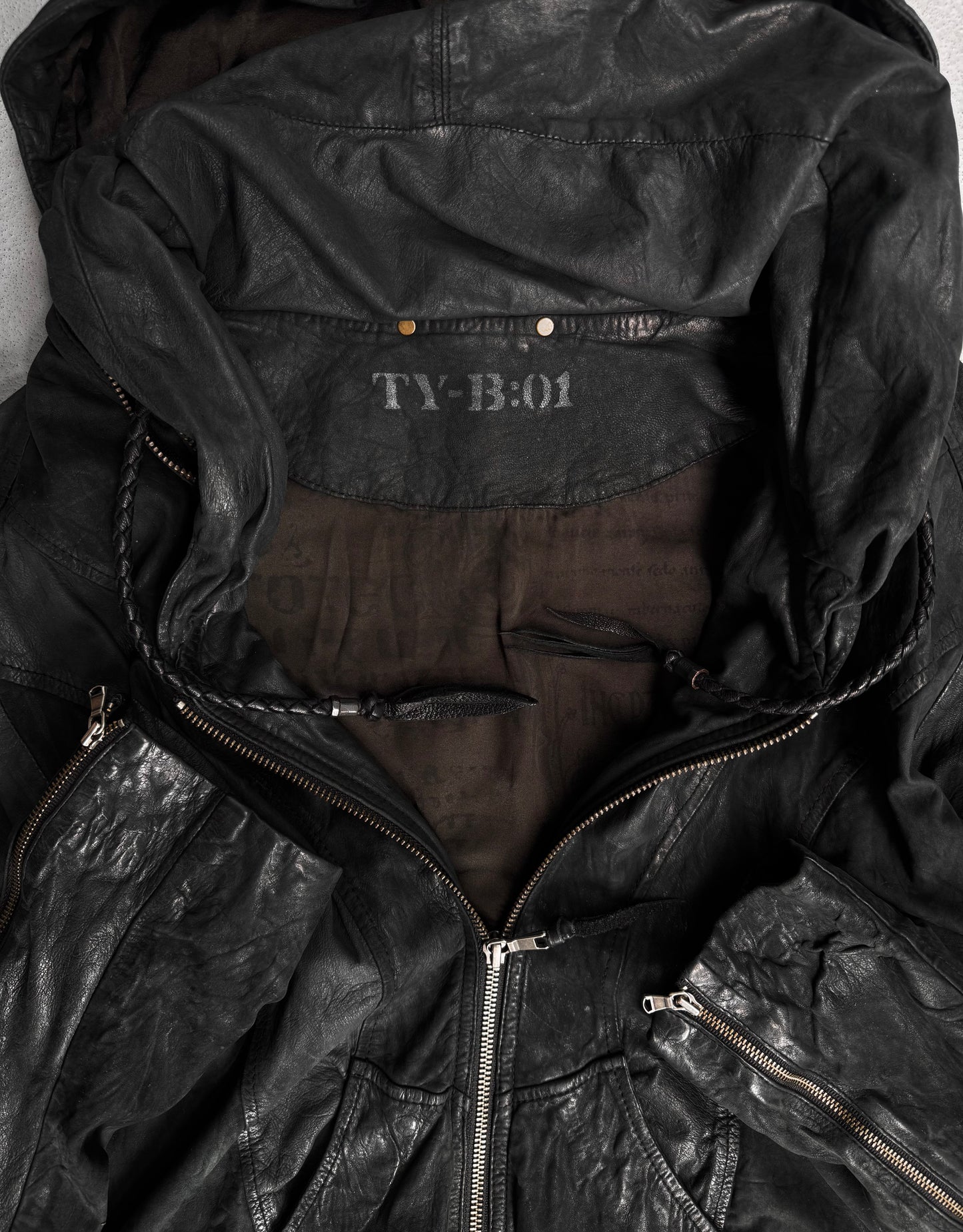 14thAddiction Early 00s Sheepskin Suede Leather Bono Hooded Jacket