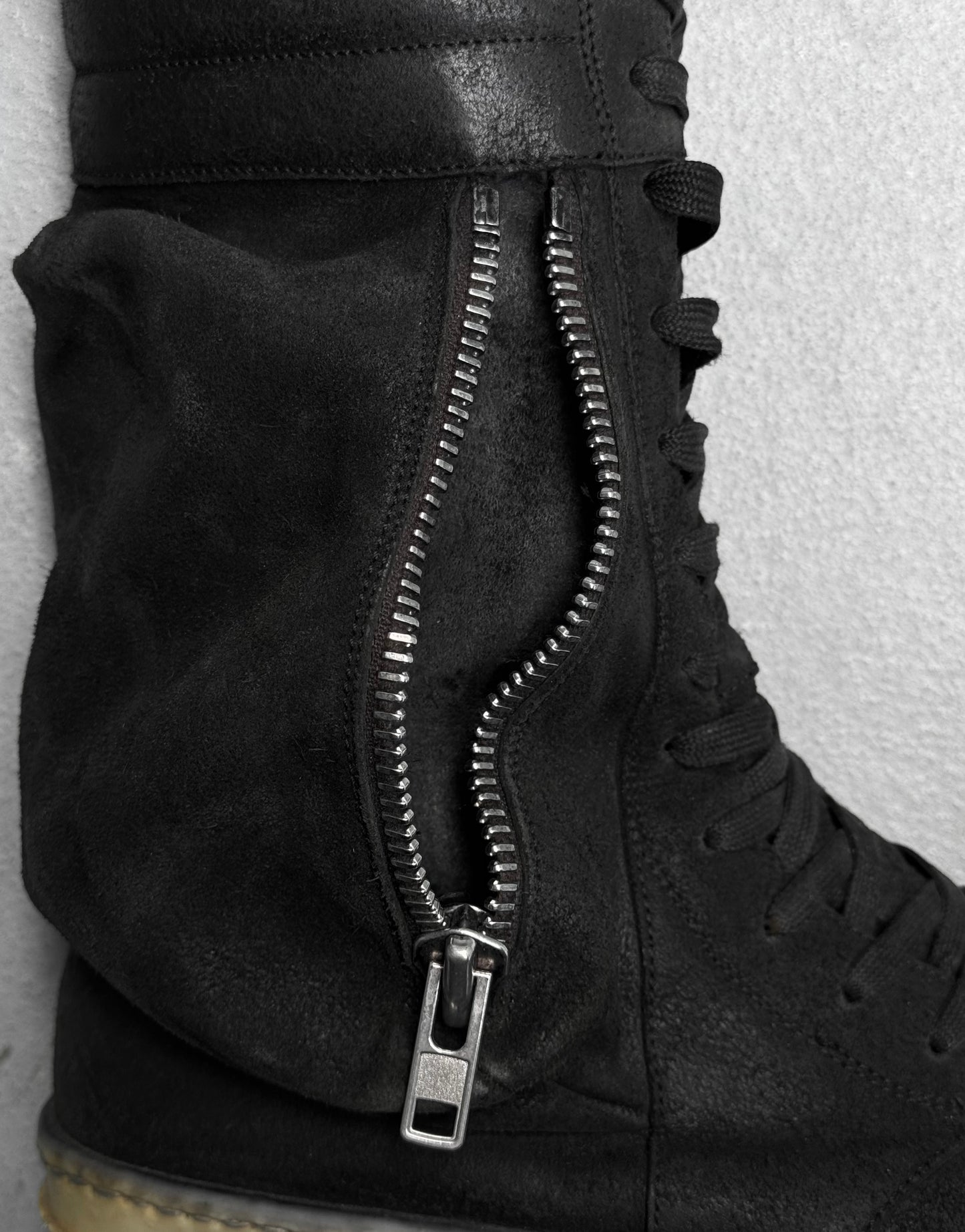 Rick Owens SS15 “FAUN” Blistered Leather Cargobasket Sneakers
