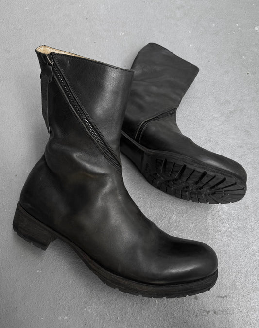 m.a+ by Maurizio Amadei 'S1G3Z' VA 1.5 Grey Spiral Zip Cow Leather Boots