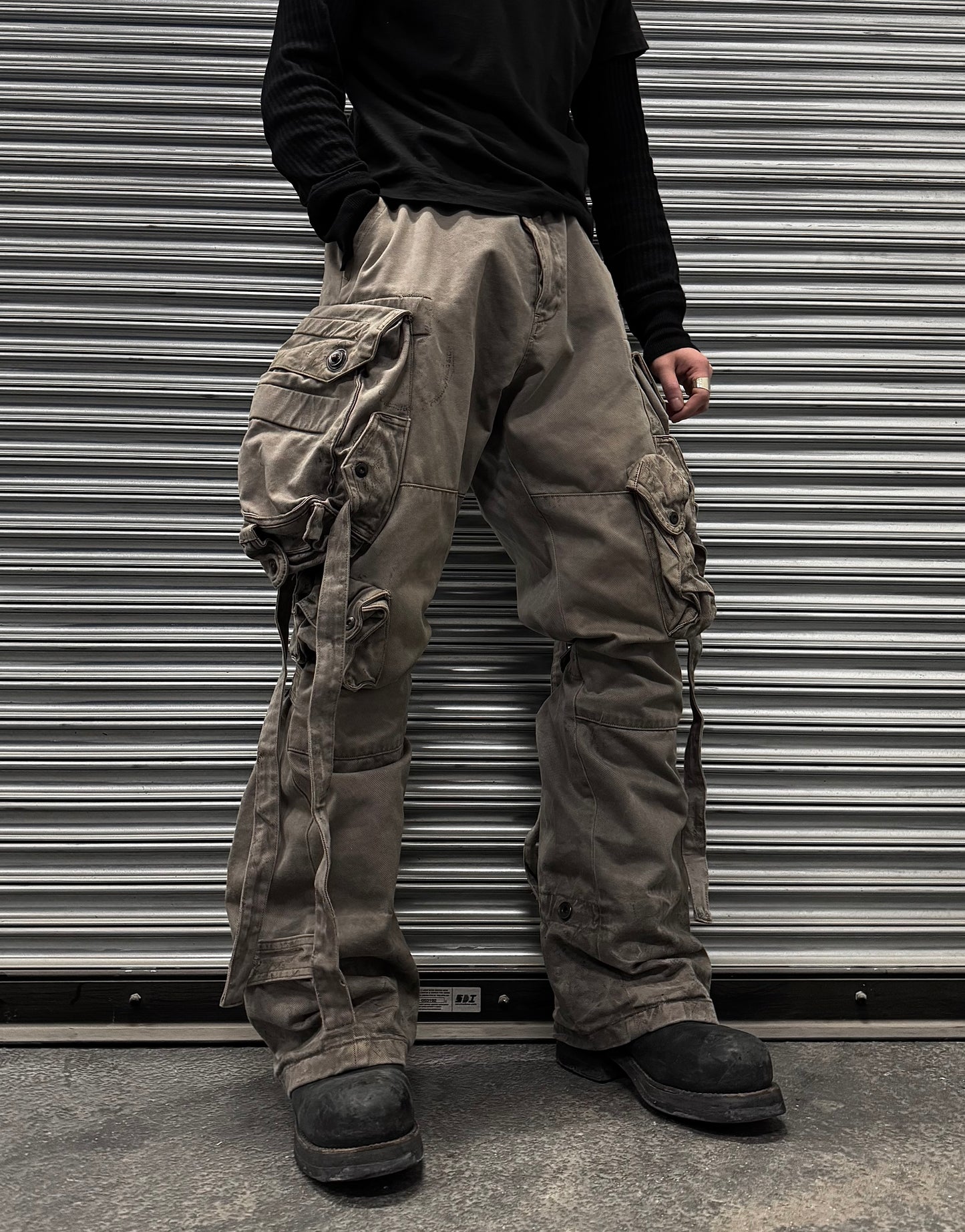 Julius_7 SS11 “Chaos; Ontological Anarchism” Shapeshifting Bondage Grey Gas Mask Cargo Pants