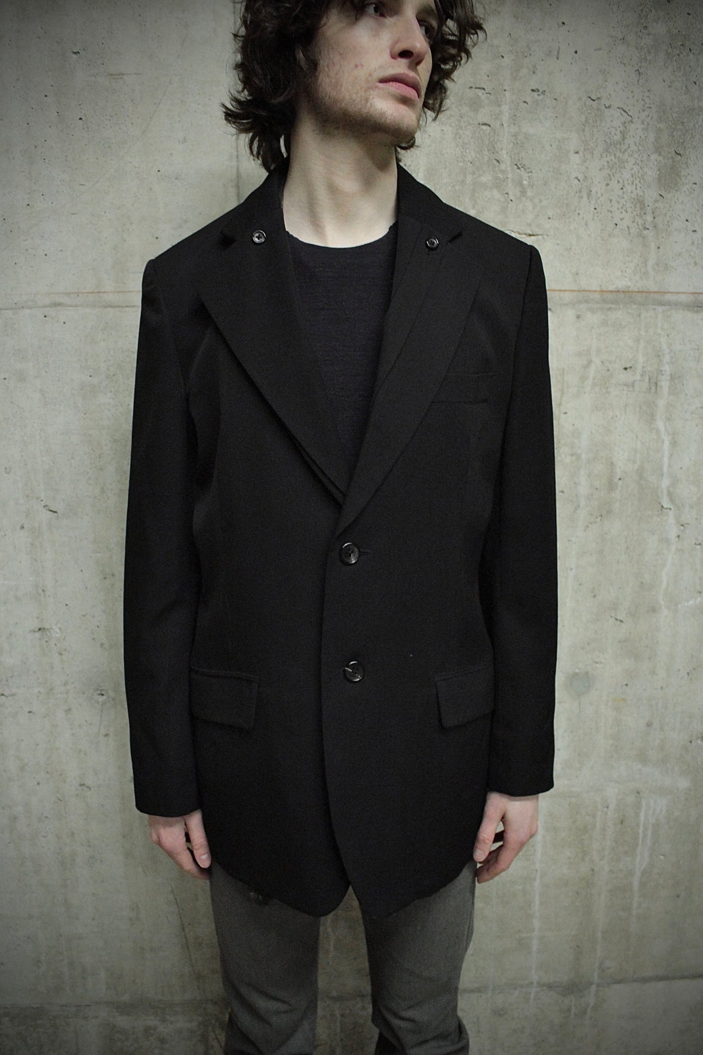 Yohji Yamamoto POUR HOMME AW07 Double Layered Notch Lapel Multi Button Blazer detail | DRIEW GARMENTS