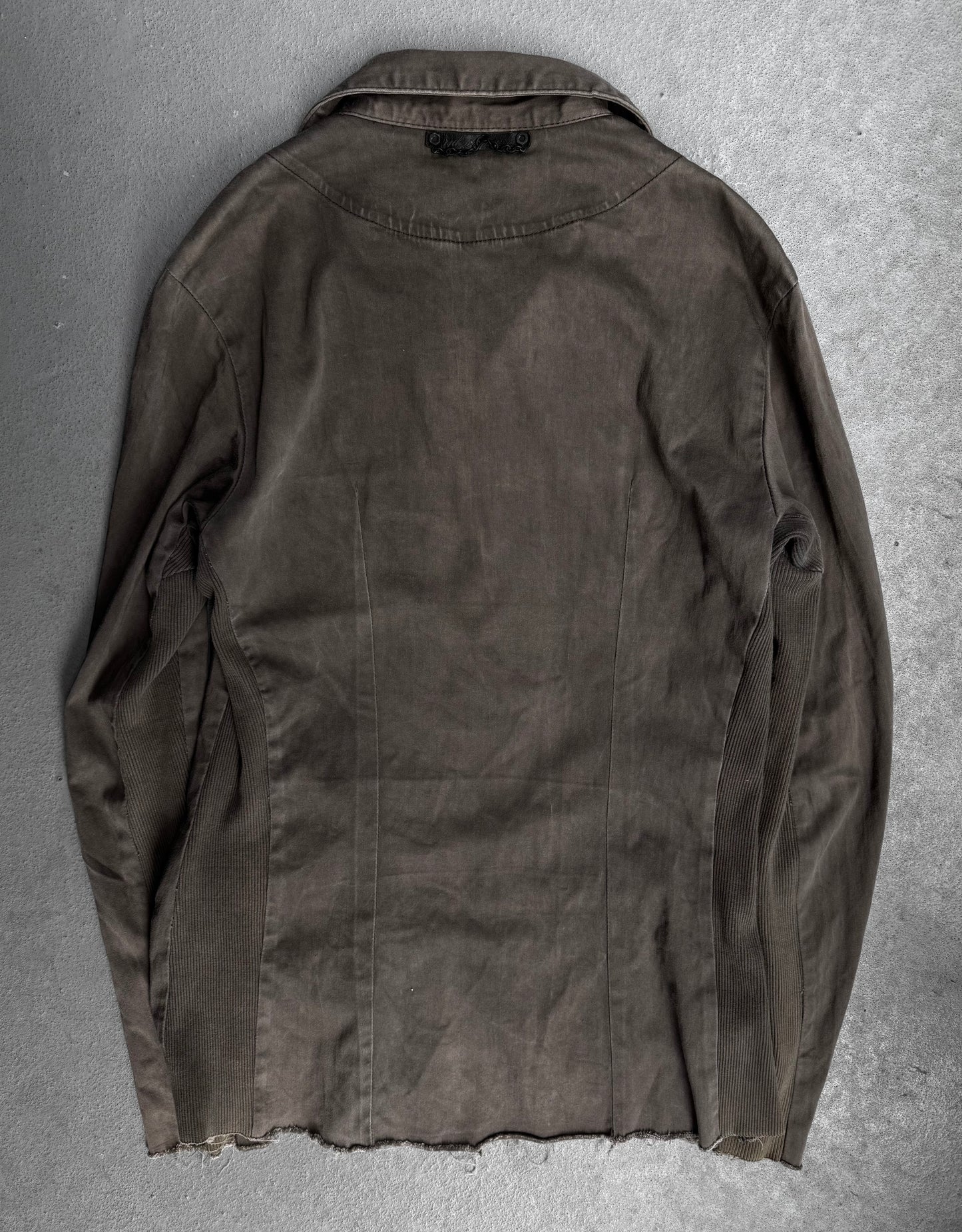 14thAddiction Early 00s Grey Leather Trim Track Jacket