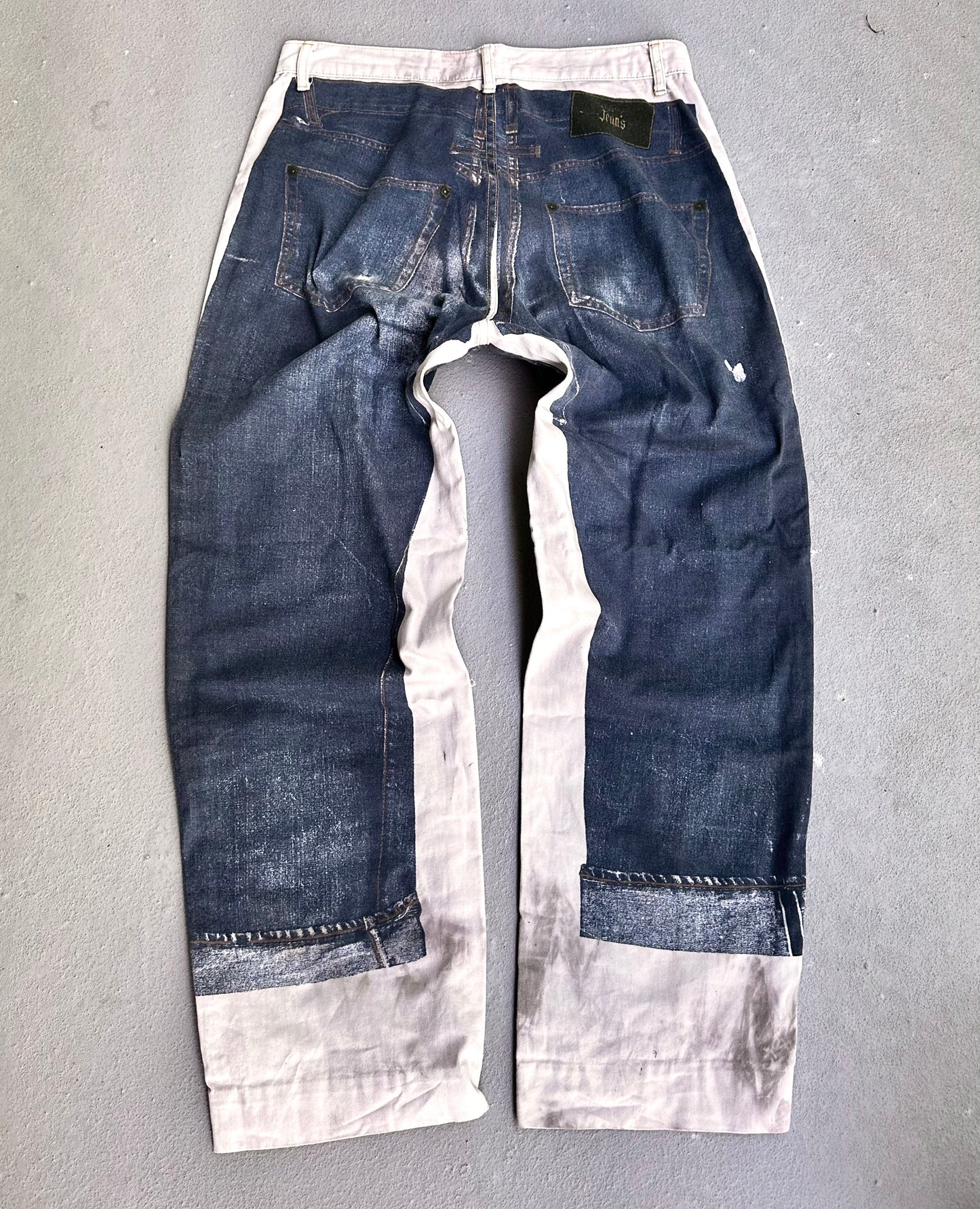 Jean-Paul GAULTIER SS97 “Trompe-l’œil” Optical Illusion Denim Overprinted Pants
