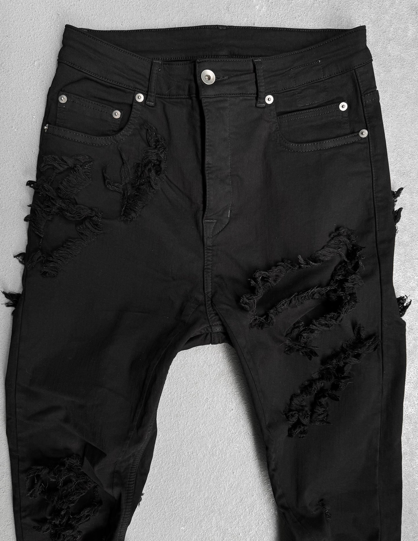 Rick Owens SS23 “EDFU” Slashed ‘Detroit Cut’ Skinny Denim