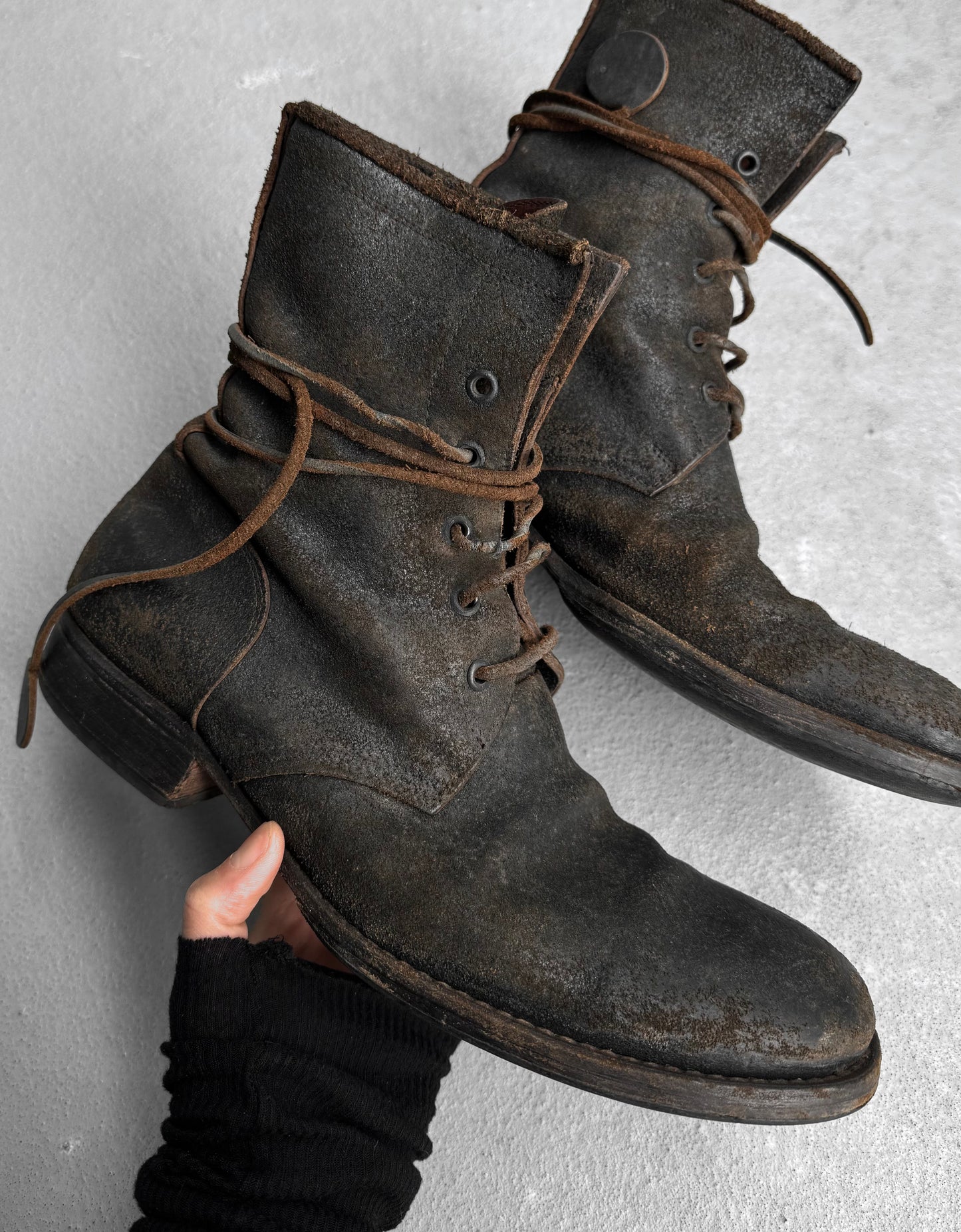 Carpe Diem Early 00s Distressed Horse Leather ‘S23M’ Lace-up Boots