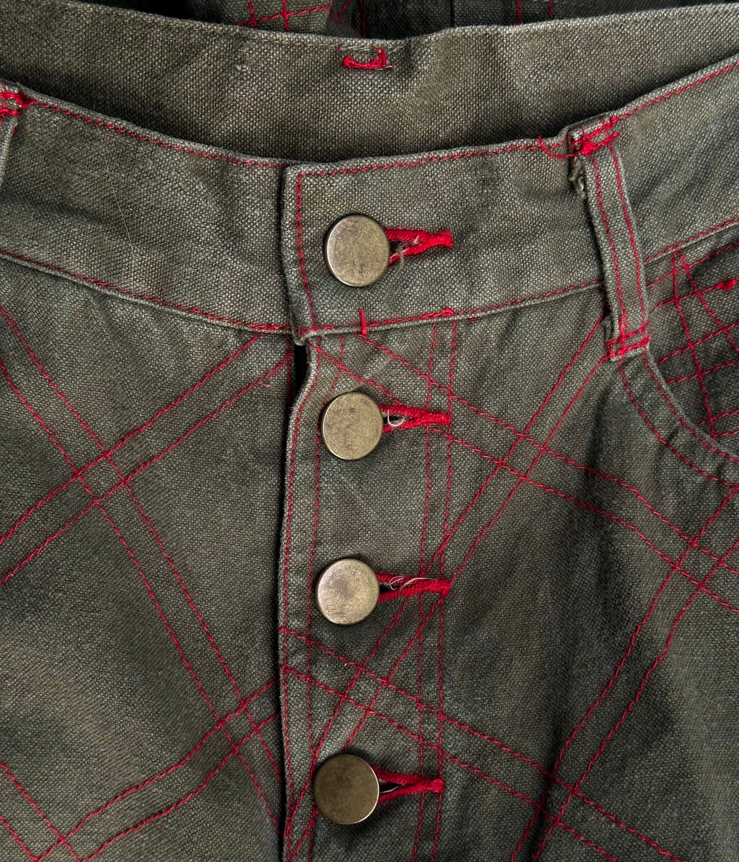 Christopher Nemeth Late 90s Contrast Stitch Articulate Knee Pants