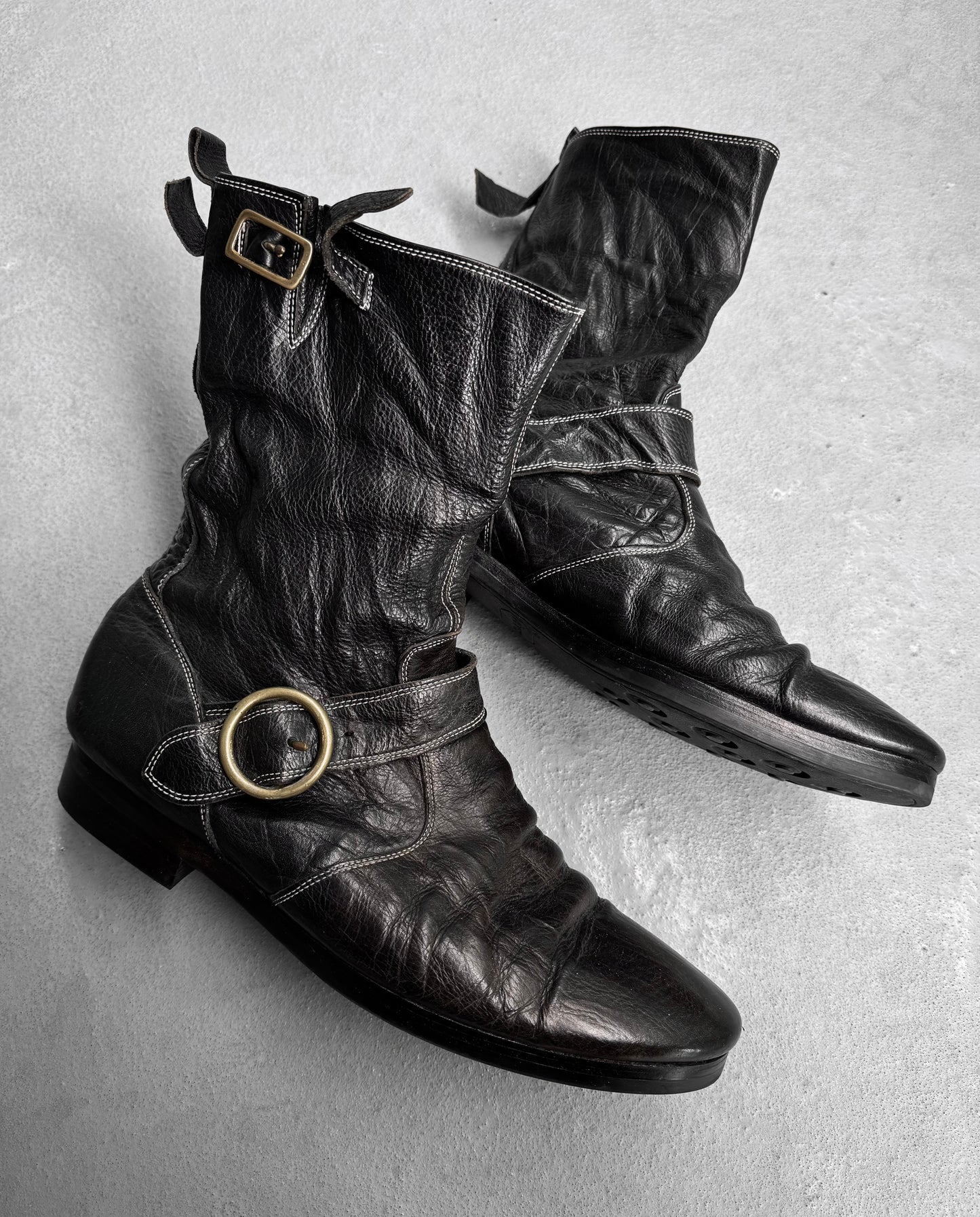 MiharaYasuhiro SS06 Black Leather Foldable Pirate Boots