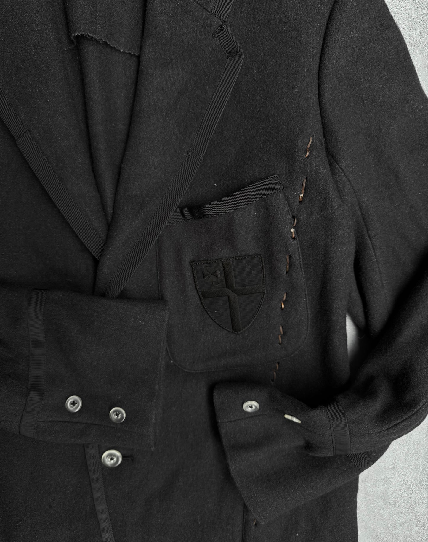MiharaYasuhiro AW04 Stapled Wool Varsity Blazer