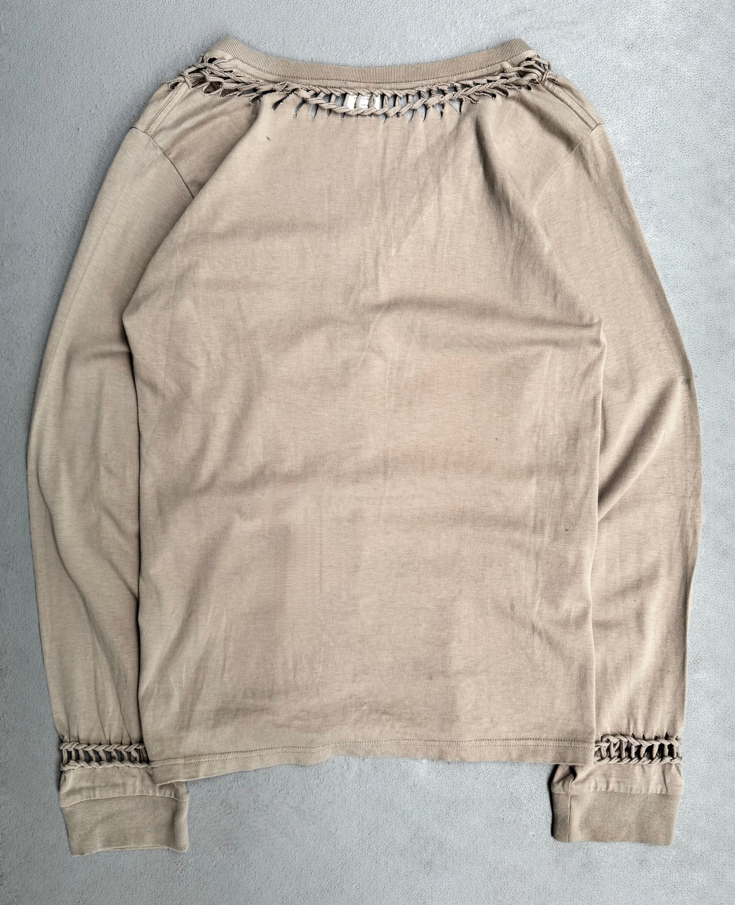 Number (N)ine AW02 “Nowhere Man” Braided Cutout Beige Long-sleeves