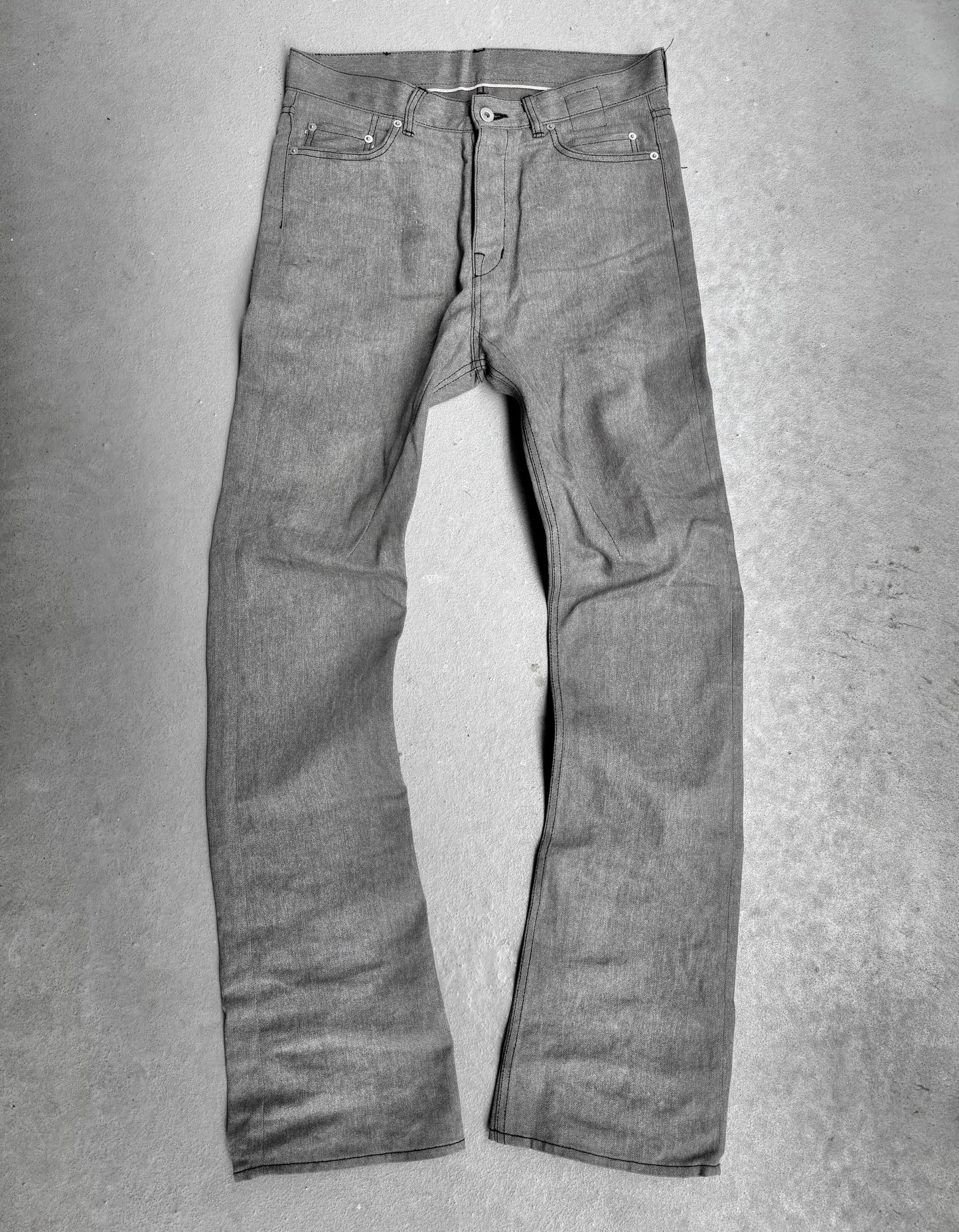 Rick Owens DRKSHDW SS23 “EDFU” 16oz Japanese Raw Selvedge Flare ‘Jim Cut’ Denim