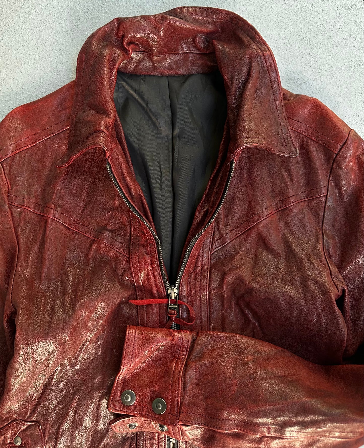 5351 Pour Les Hommes Early 00s Garment-Dyed Wrinkle Sheepskin Leather Jacket