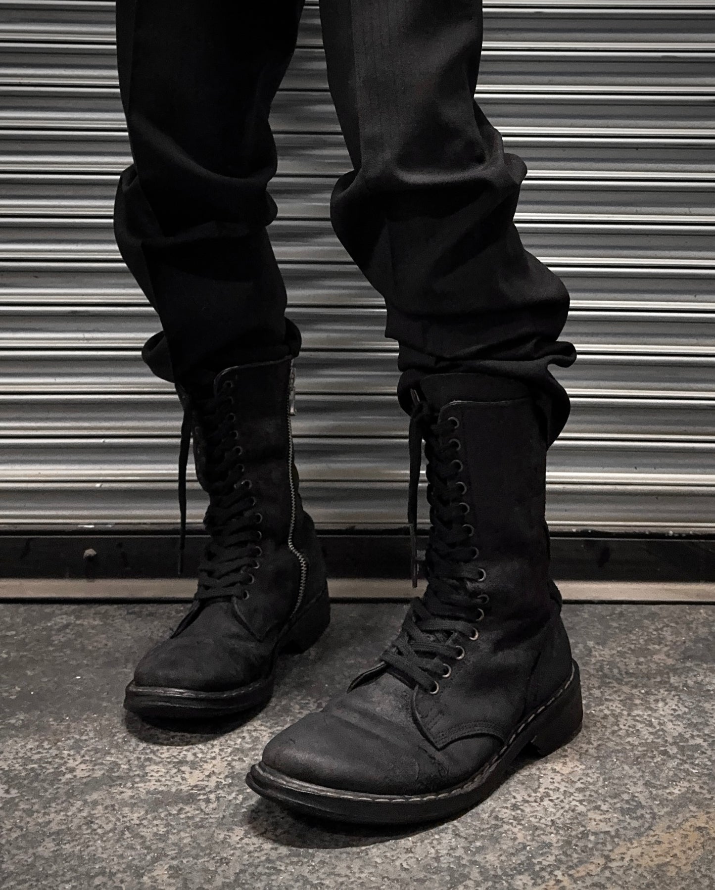 Rick Owens AW09 “CRUST” Blistered Lambskin Leather Lace-up Combat Boots