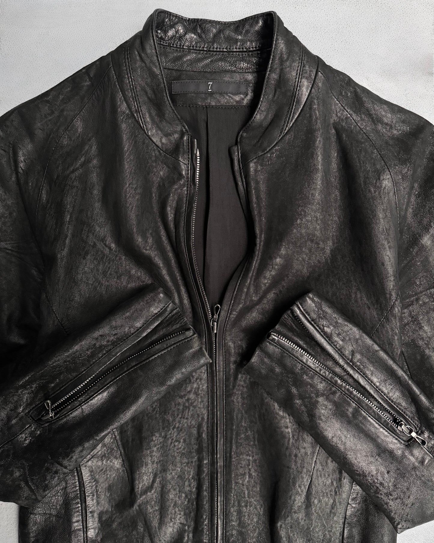 Julius_7 SS13 “vandalism:” Distressed Lambskin Leather Single Rider Jacket