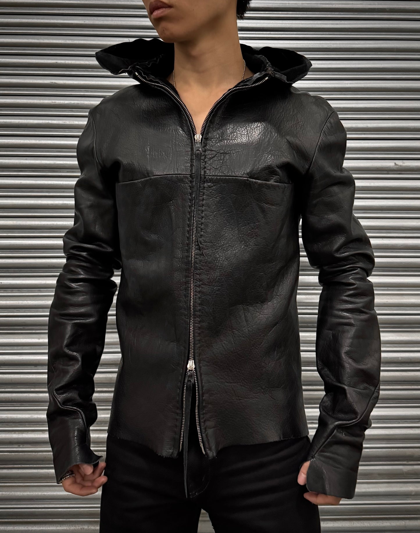 m.a+ by Maurizio Amadei ‘J221DZ’ SY 1.0 Unlined Cow Leather Hooded Aviator Jacket