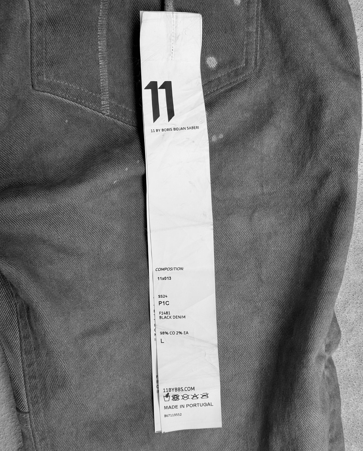 11 by Boris Bidjan Saberi SS24 'P1C-F1481’ Paint Splattered Stacked Denim