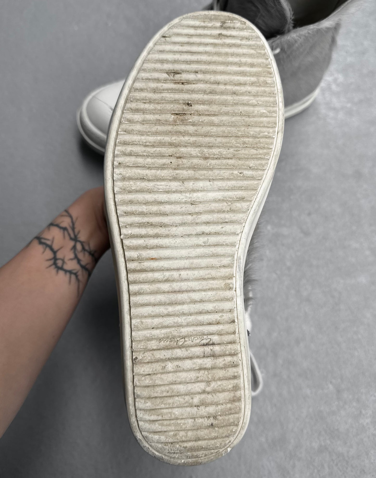 Rick Owens AW21 “GETHSEMANE” Grey Pony-hair Ramones Sneakers
