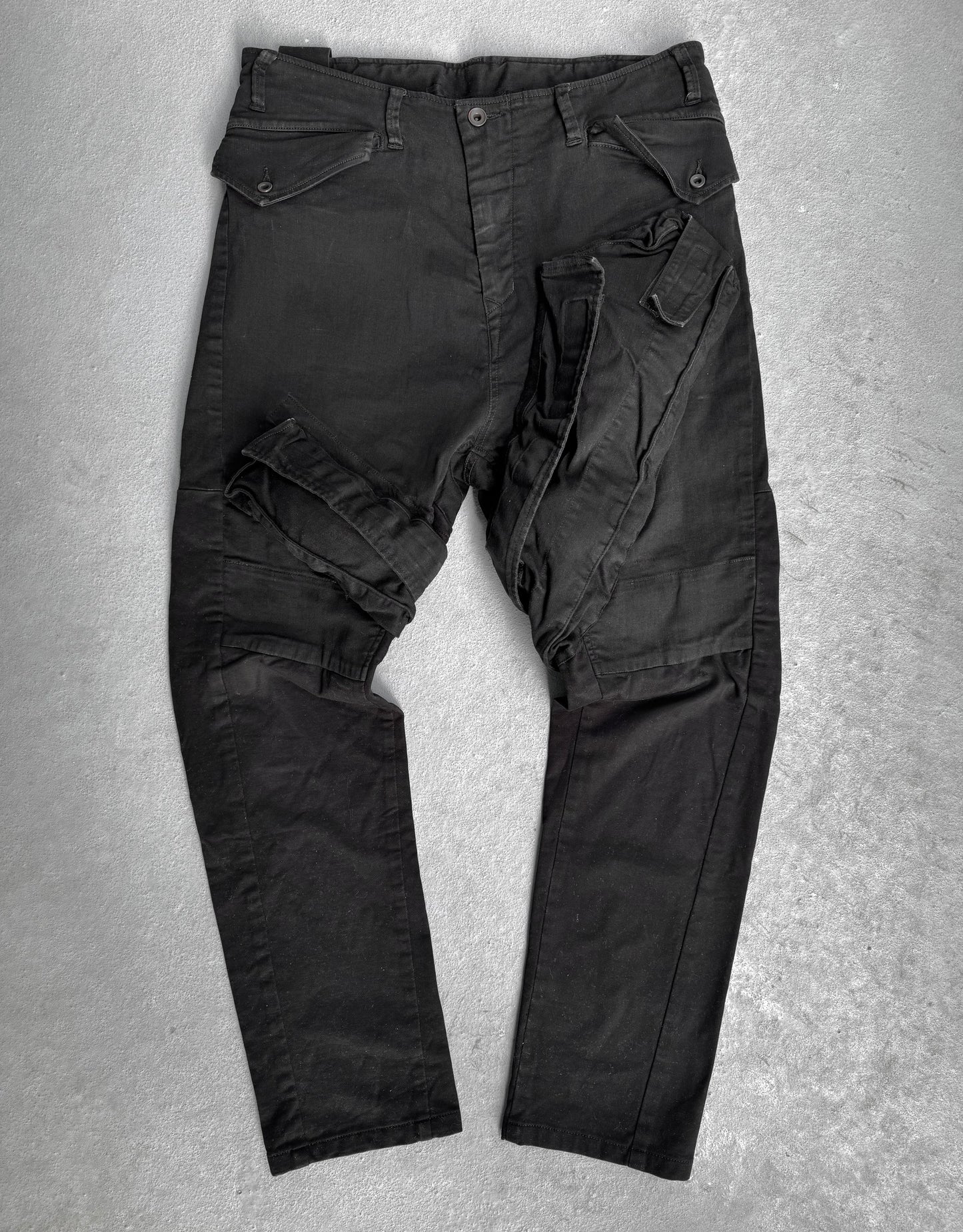Julius_7 SS17 “Knives;” Gas Mask Skinny-fit Denim Cargos
