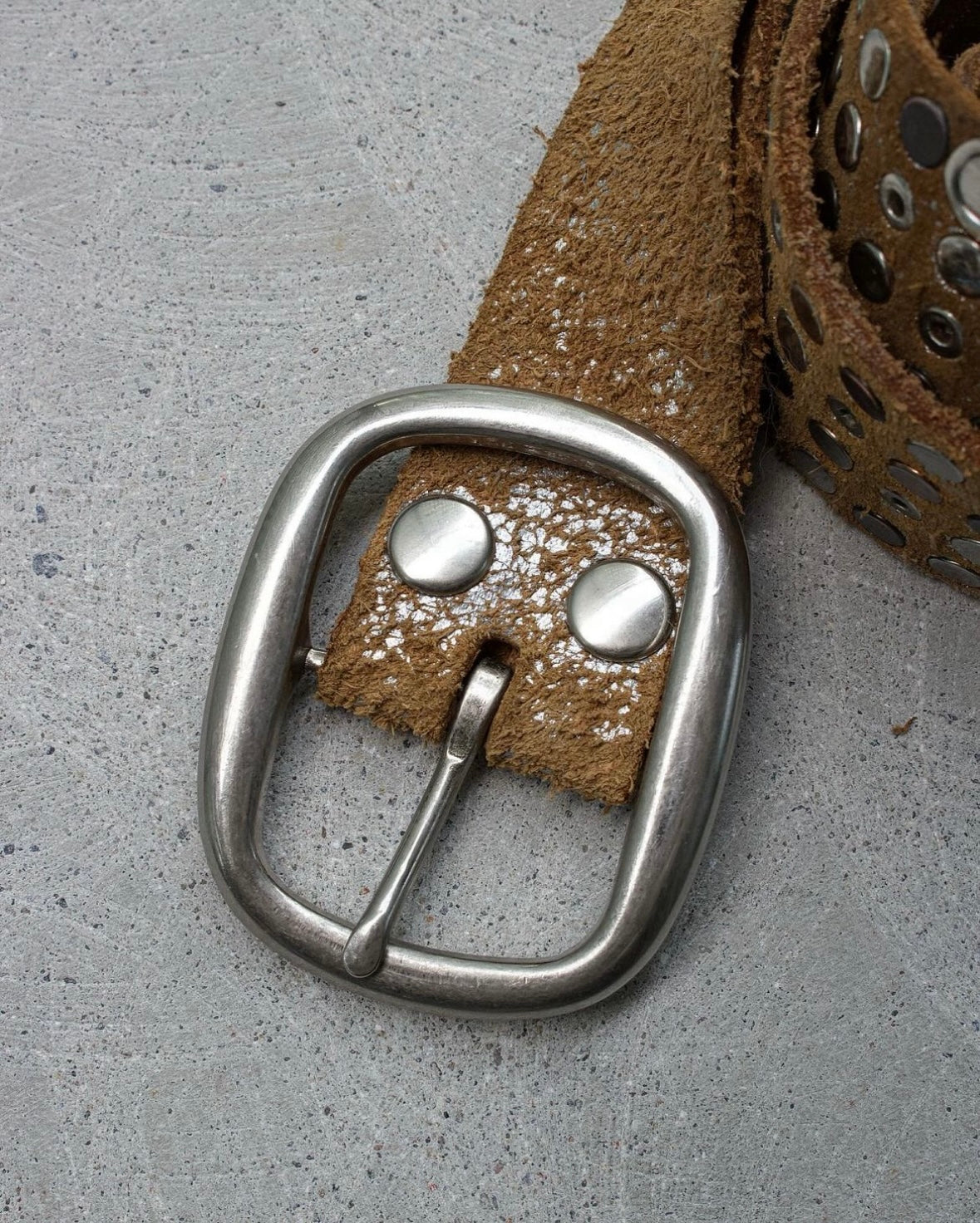 Marithé + François Girbaud Early 00s Metal Studded Suede Leather Belt