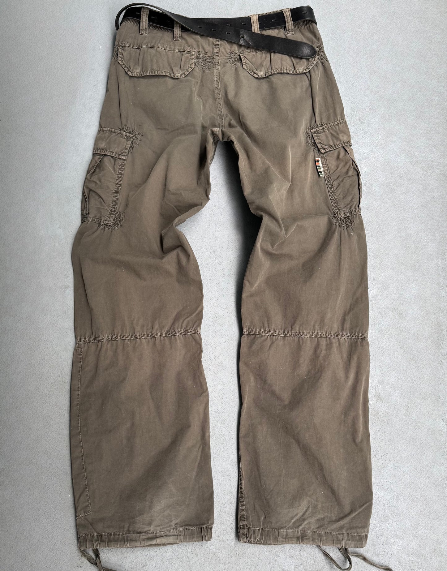 291295=HOMME Early 00s Adjustable Flare Khaki Cargo Pants
