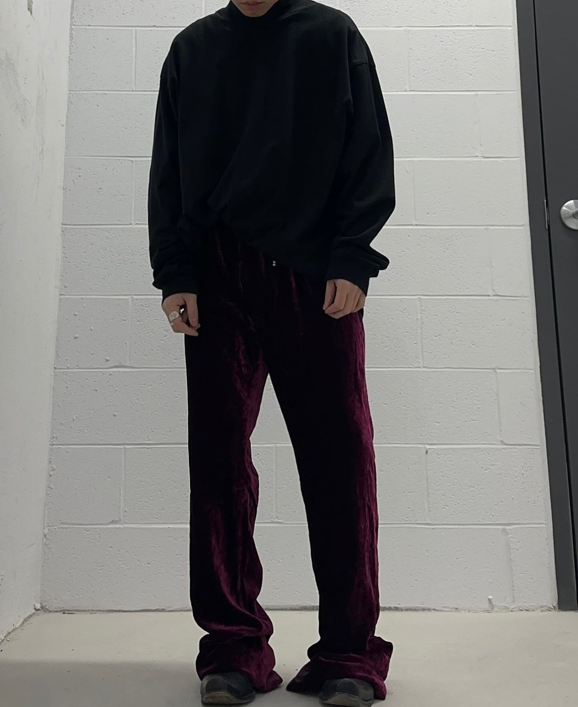 RAF SIMONS SS21 Crushed Velvet Flare Lounge Pants