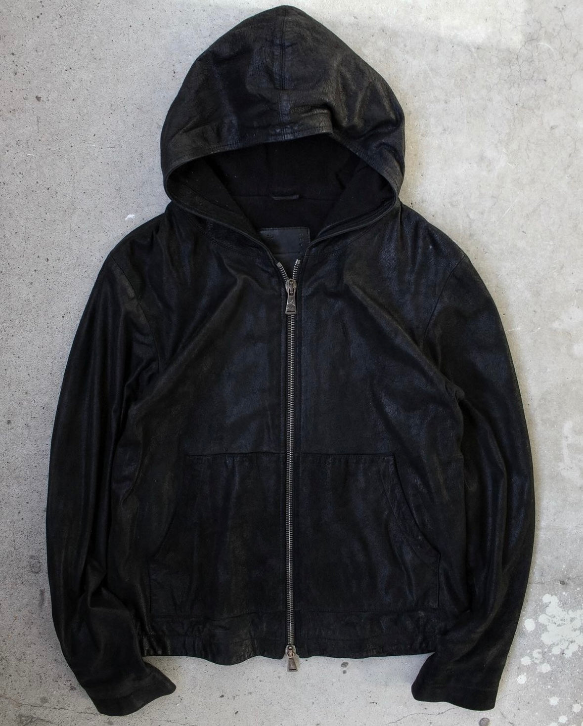 10sei0otto Waxed Sheep Leather Hooded Jacket