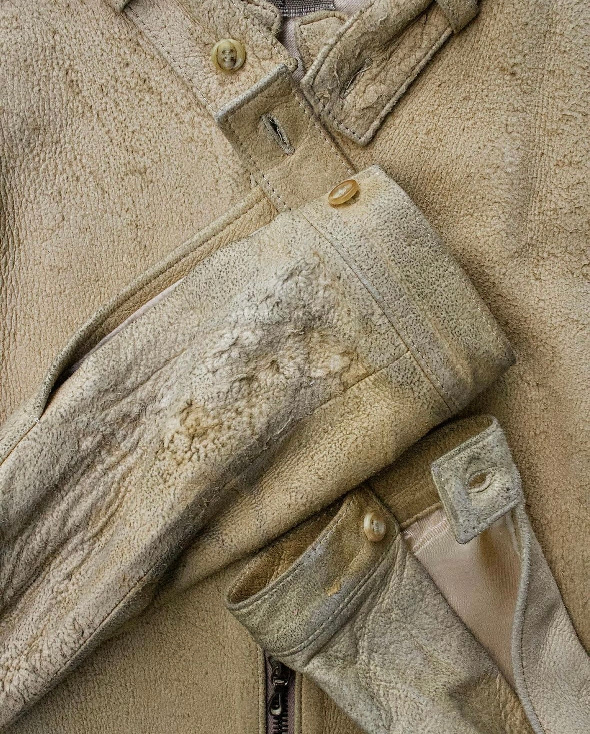 RipVanWinkle Early 00s Distressed Sheepskin Suede Leather Jacket