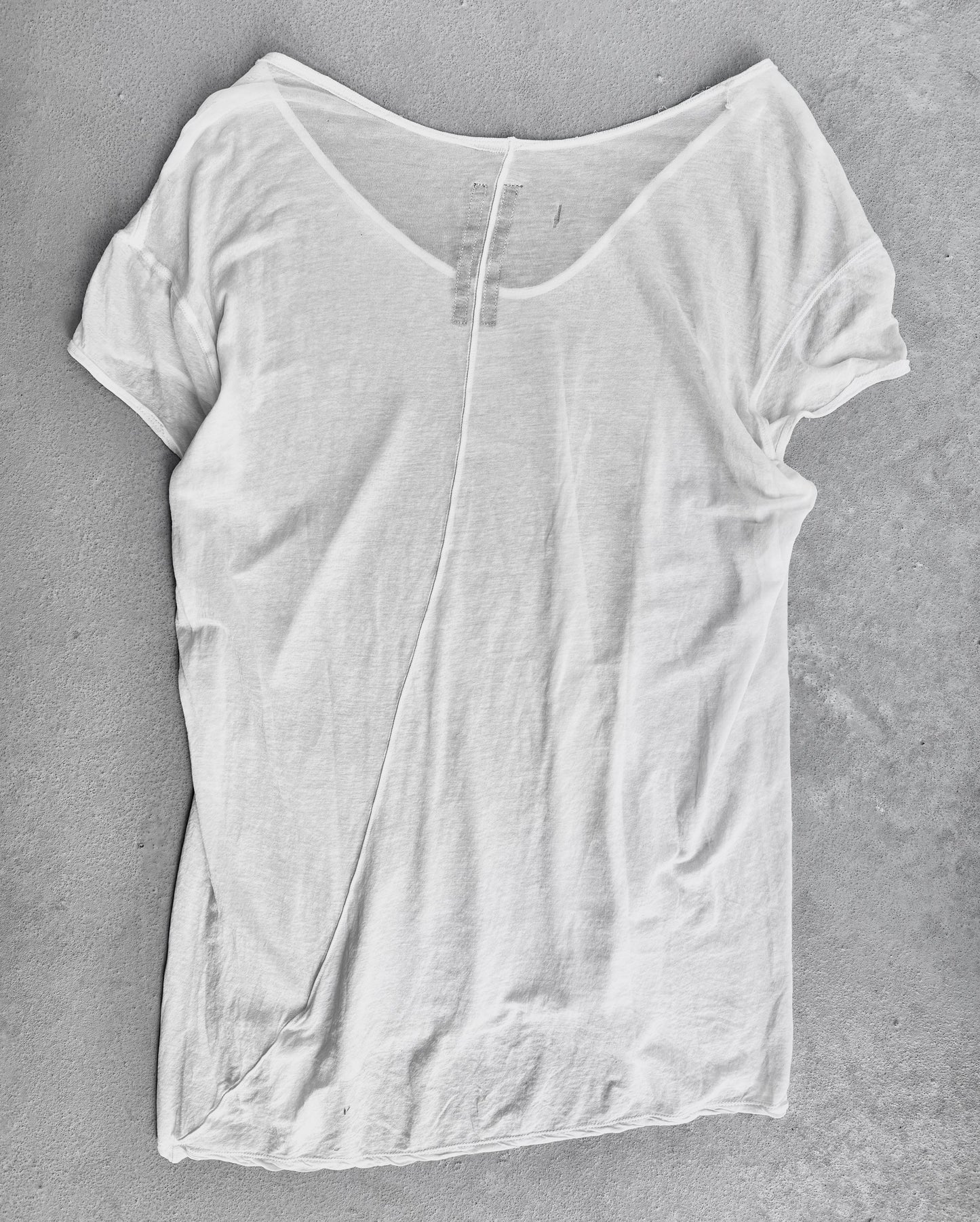 Rick Owens AW13 “PLINTH” Milk Asymmetrical Sheer T-shirt